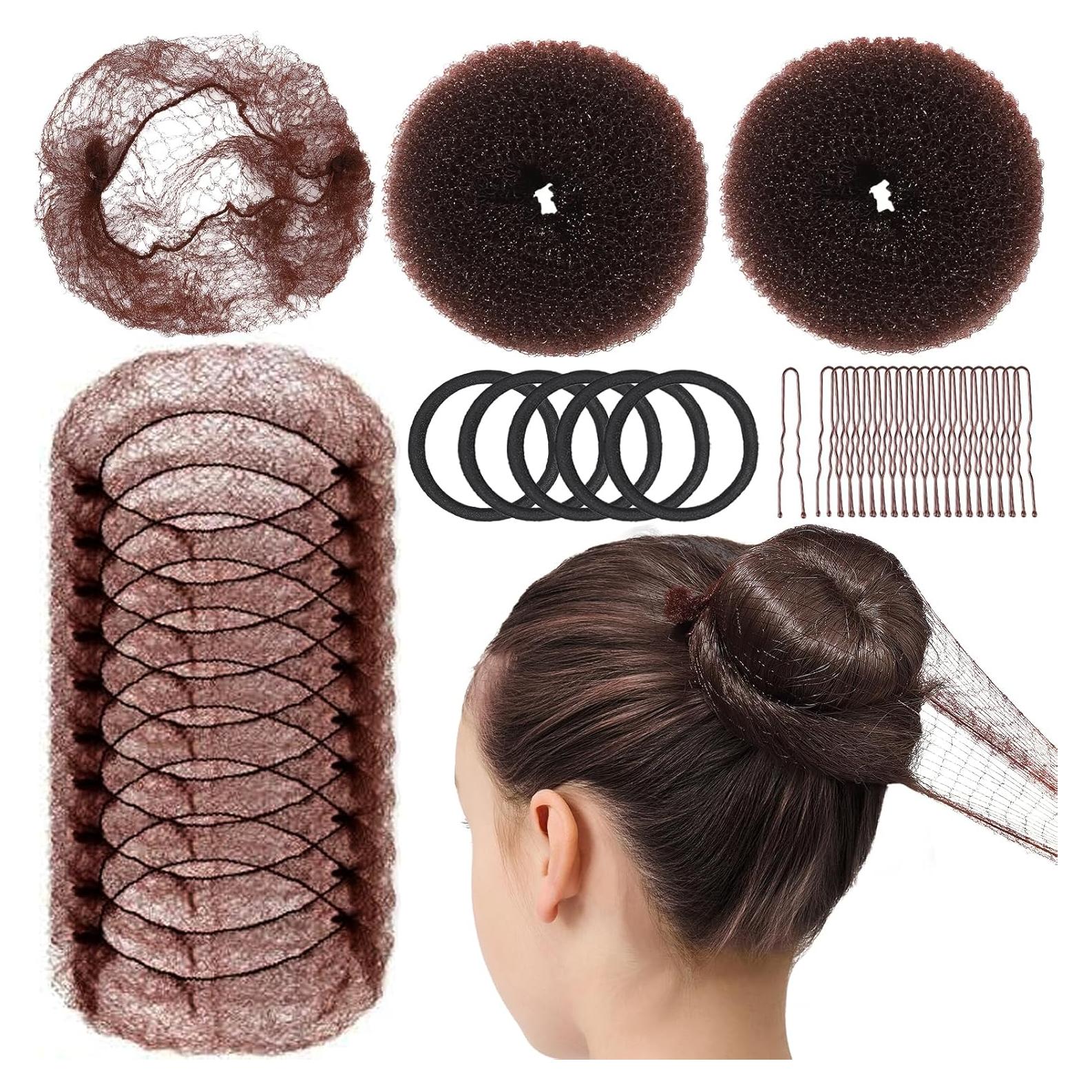 Kit de Moño Teenitor - 2 Moldeadores, 10 Redes, 20 Horquillas, 5 Bandas