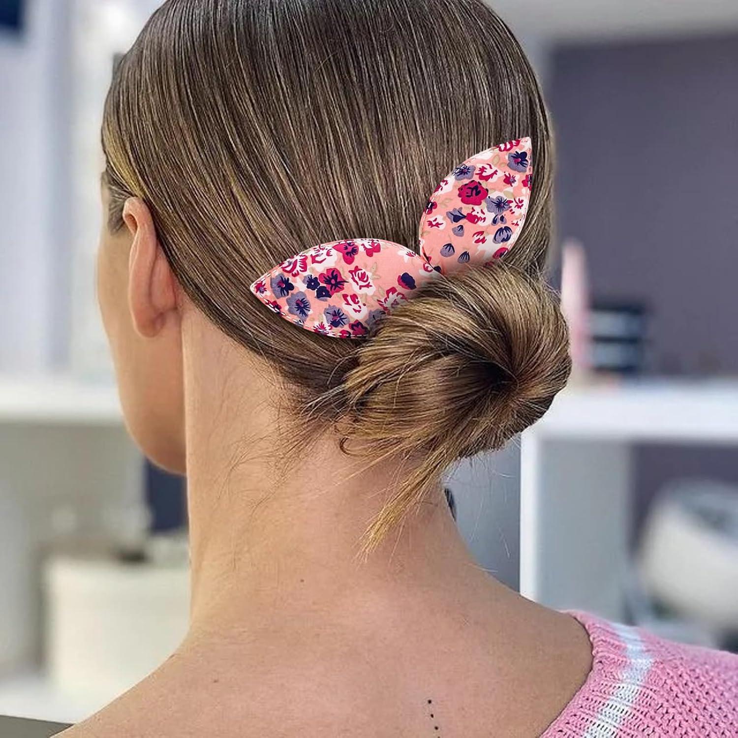 8 Piezas Creador de Moños de Cabello Aswewamt - Estilo Conejo y Flor