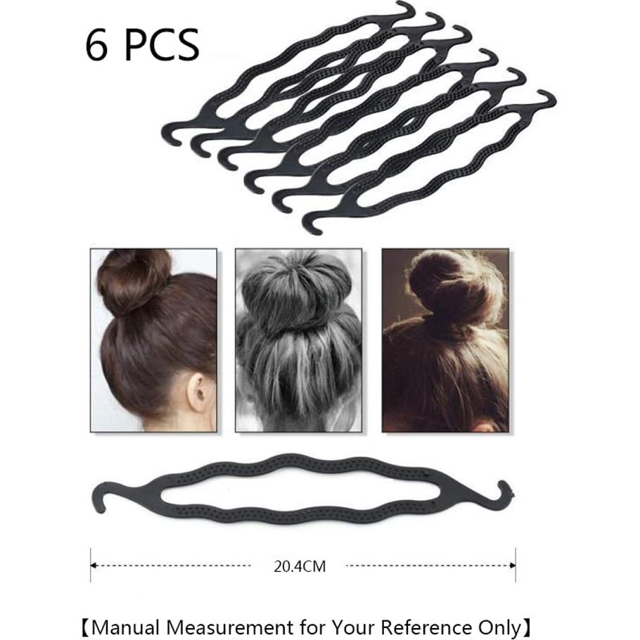 6 Piezas Fabricantes de Moño de Pelo XINGZI Resina Negra