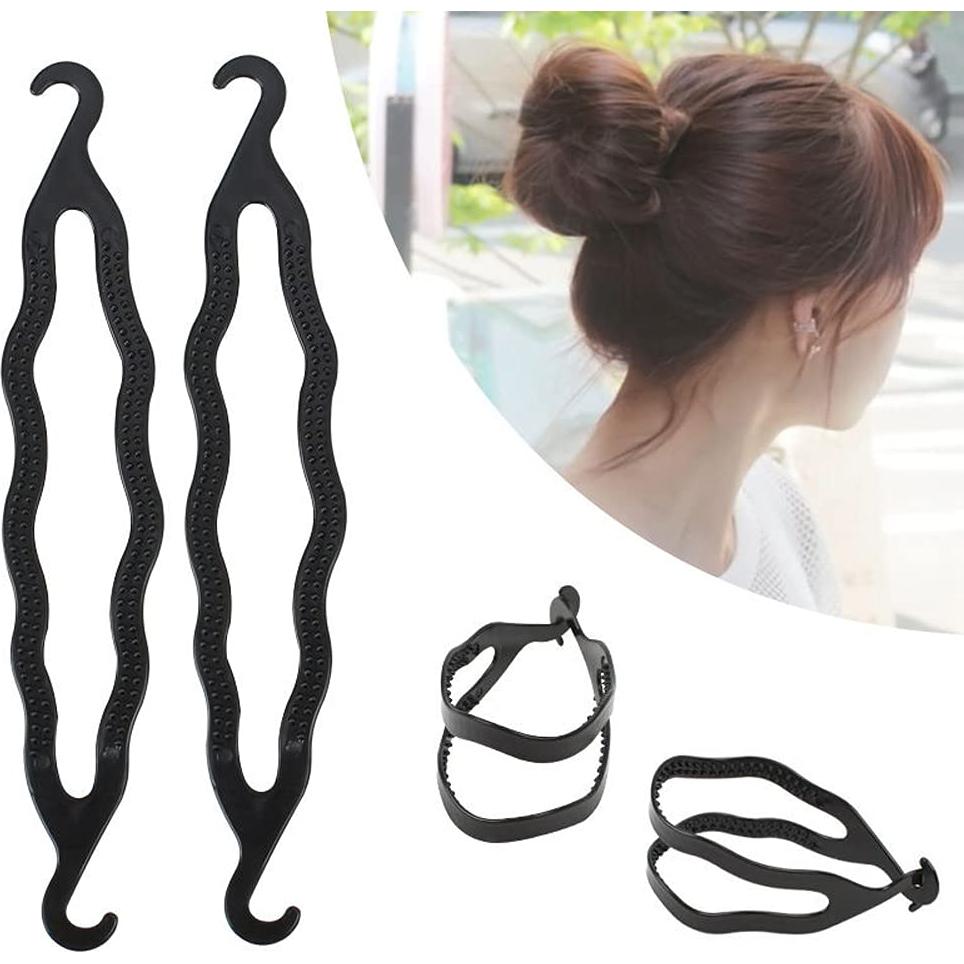 6 Piezas Fabricantes de Moño de Pelo XINGZI Resina Negra