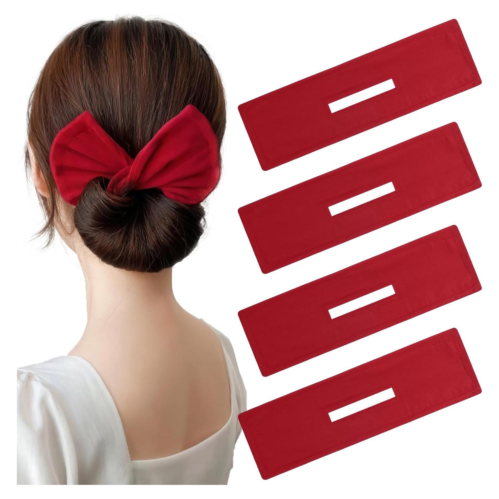 4 Piezas Creador de Moño de Cabello Rojo Ravlzors