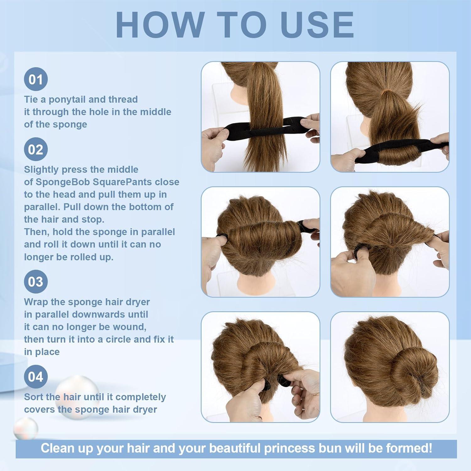 Hacedores de Moño de Esponja YALOJE 4pcs Negro 2 Tamaños