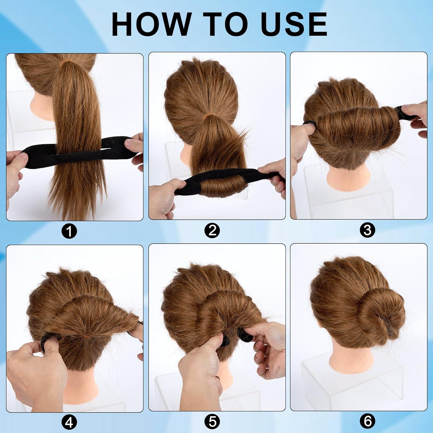 Hacedor de Moño de Esponja Lekgavd - 2 PCS, Negro, 2 Tamaños