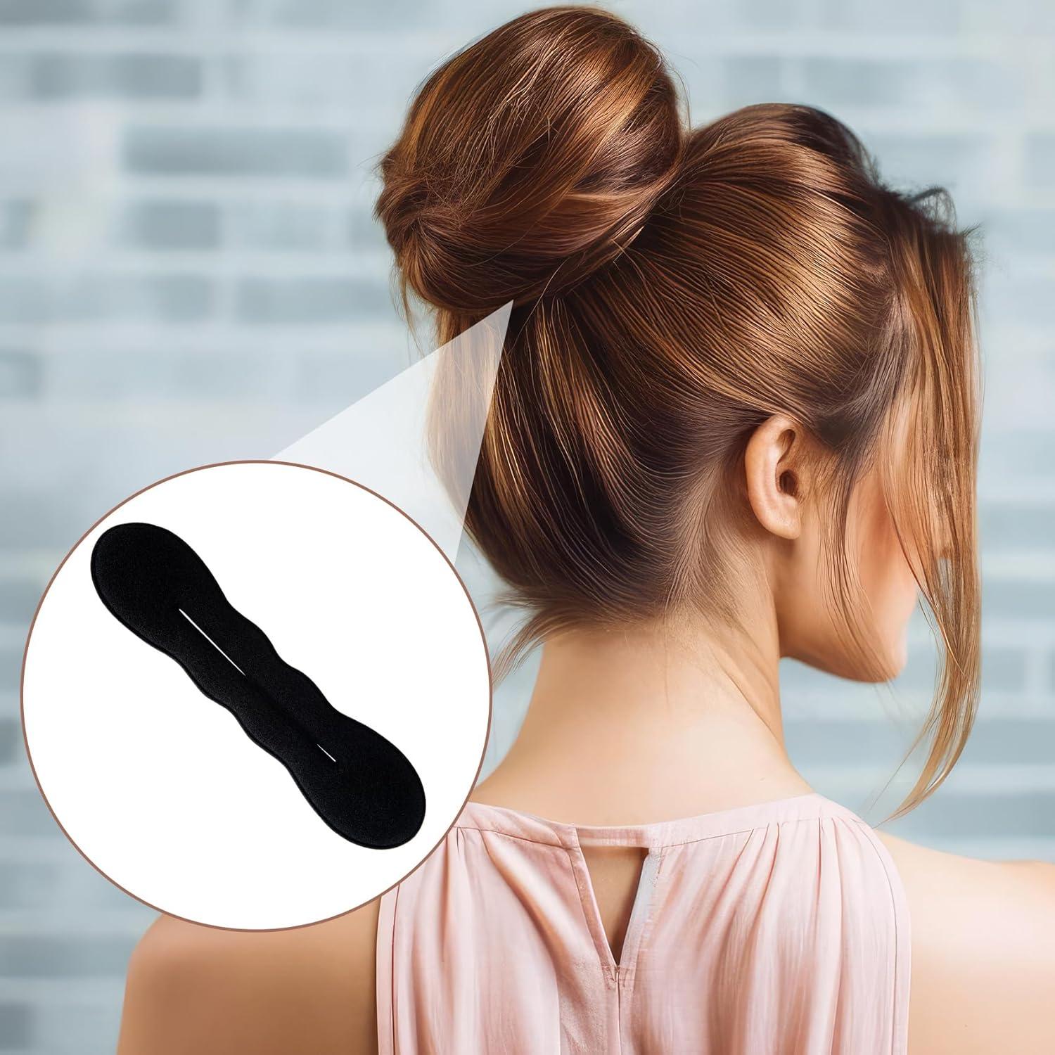 Hacedor de Moño de Esponja Lekgavd - 2 PCS, Negro, 2 Tamaños