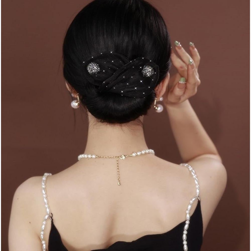 Hacedor de moño de strass QUUPY 34x12 cm Accesorio de cabello