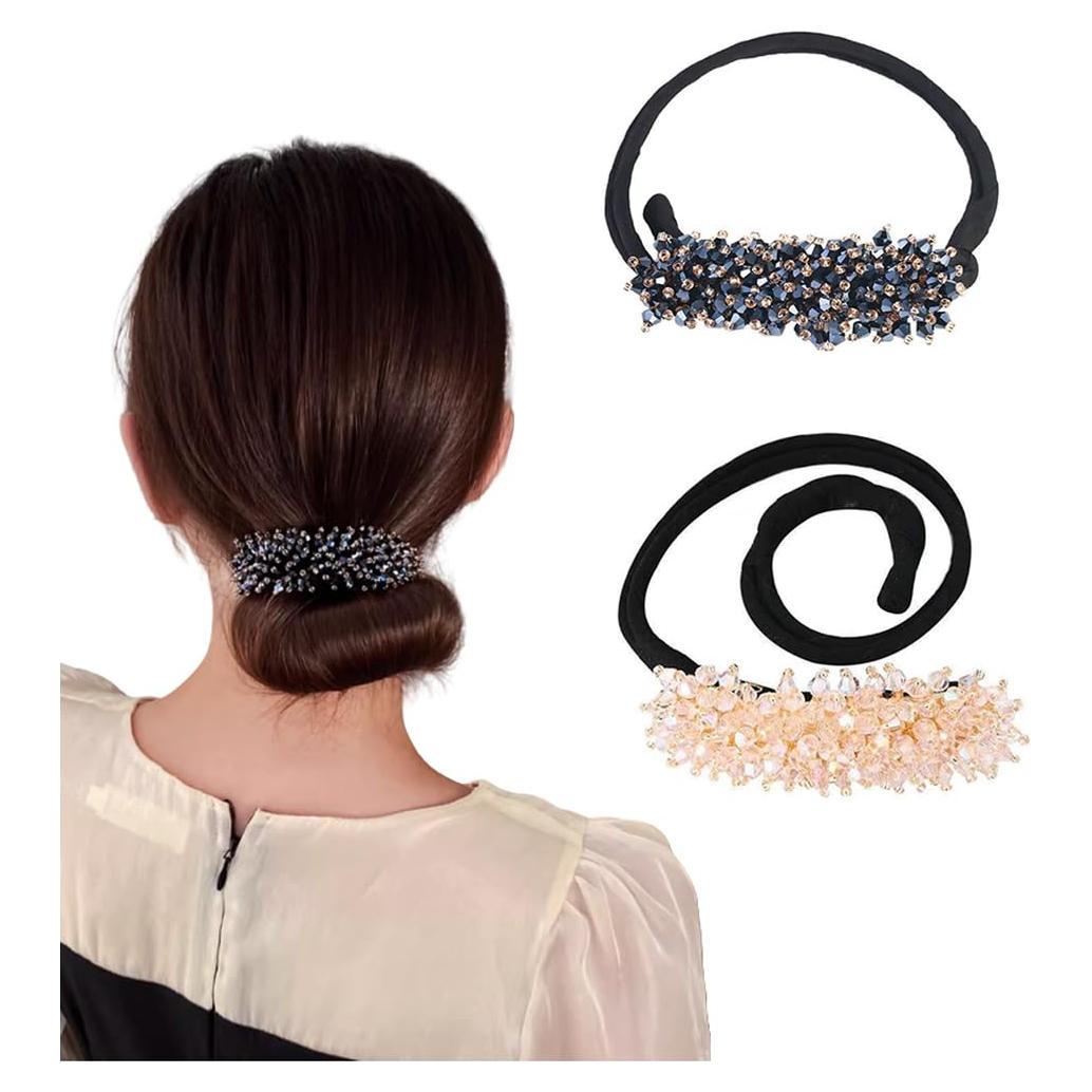 2 Piezas Fabricador de Moño Strass QUUPY Rosa y Azul