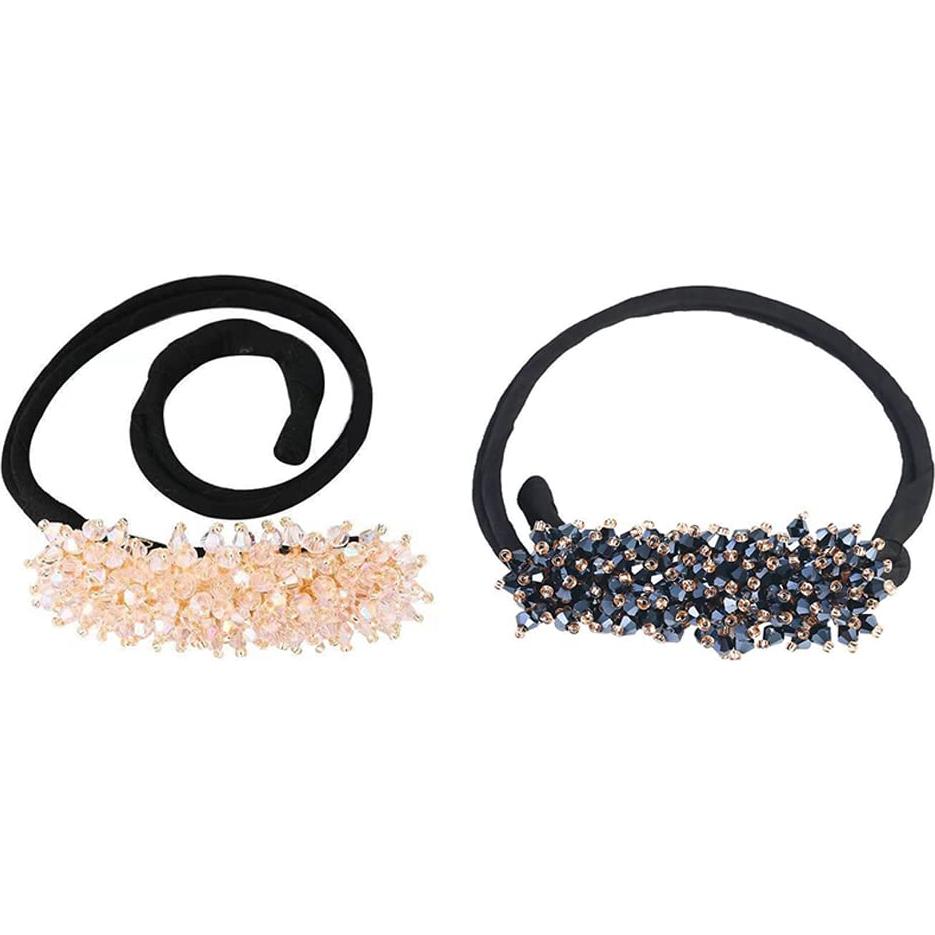 2 Piezas Fabricador de Moño Strass QUUPY Rosa y Azul