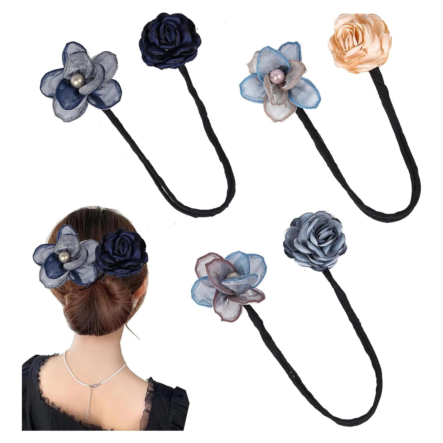 Juego de 3 Hacedores de Moño de Flores Clino para Mujeres