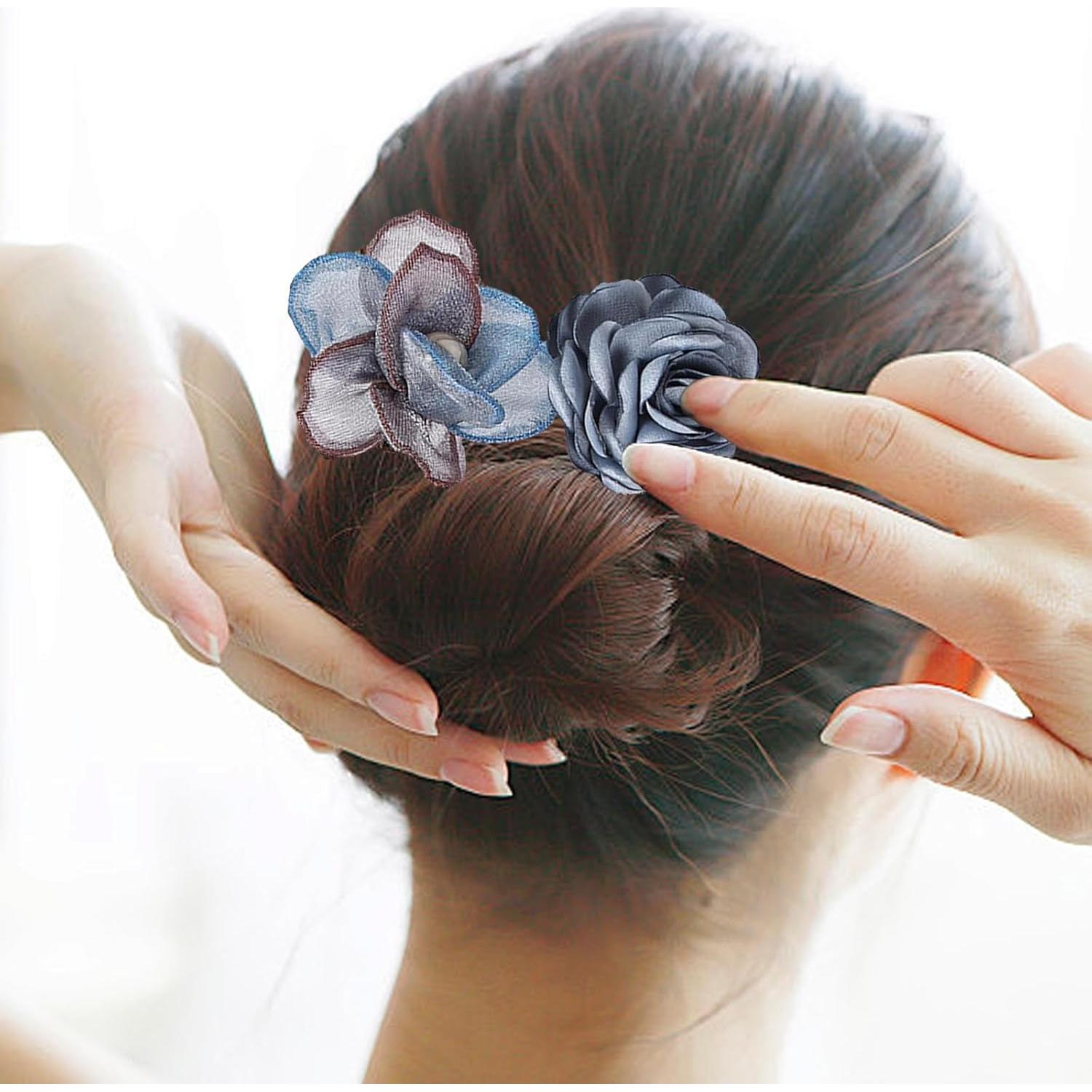 Juego de 3 Hacedores de Moño de Flores Clino para Mujeres