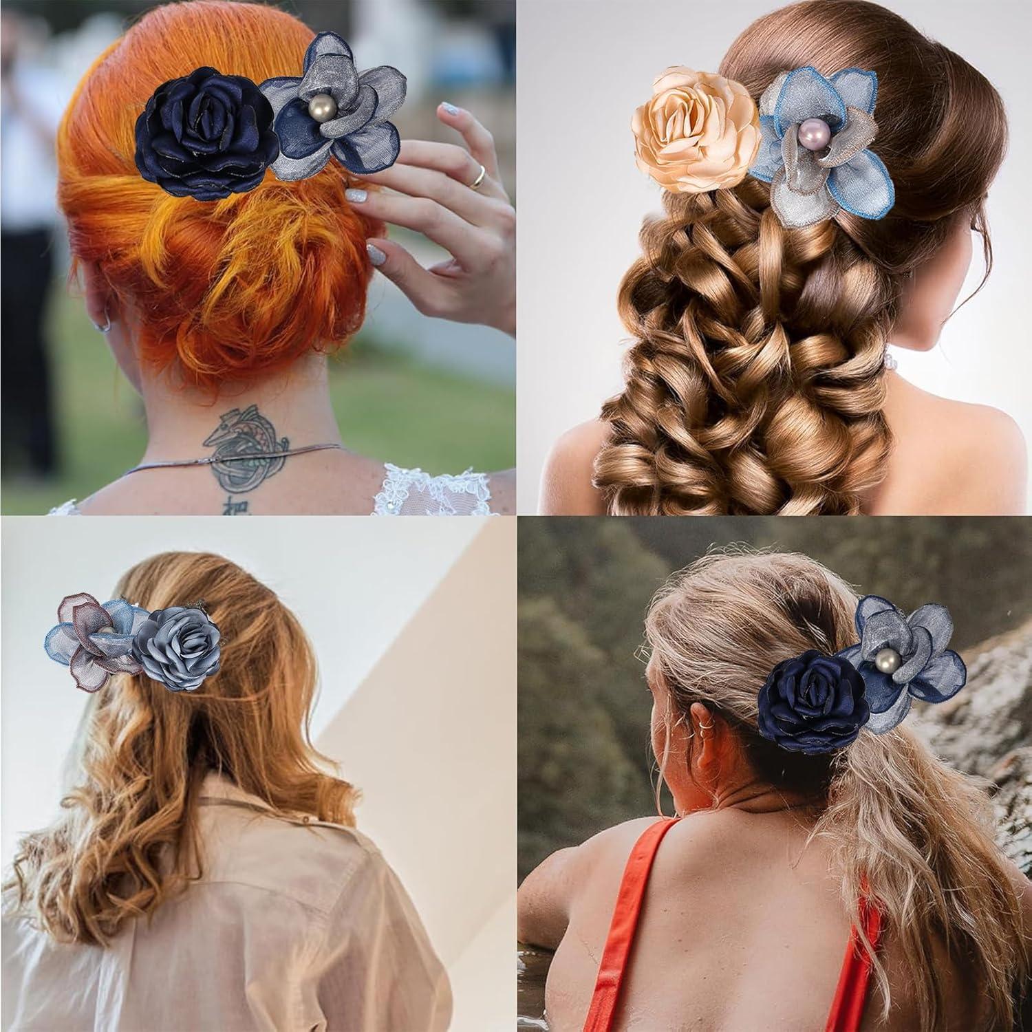 Juego de 3 Hacedores de Moño de Flores Clino para Mujeres