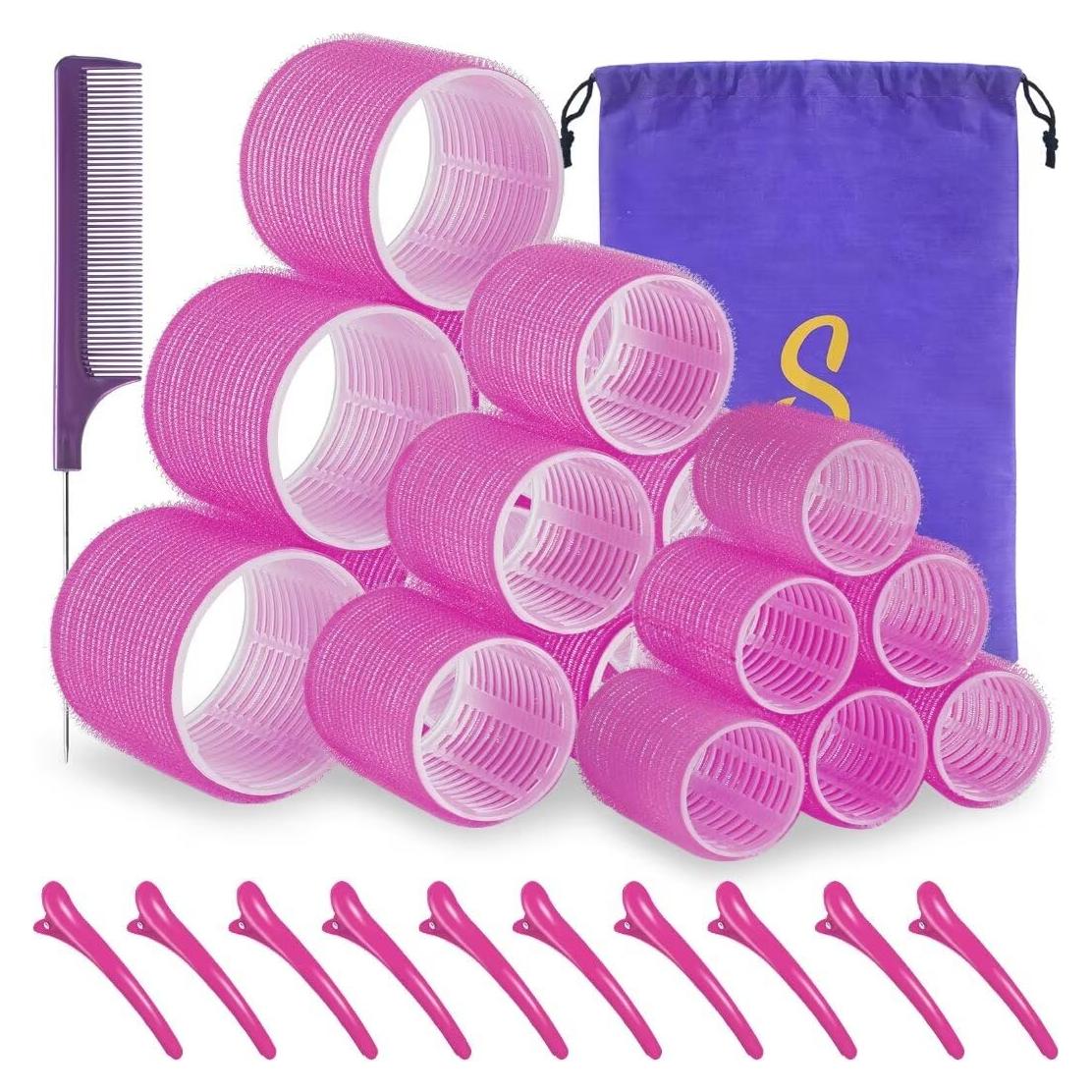 Juego de Rodillos para Cabello Sungenol 18 Piezas Rosa