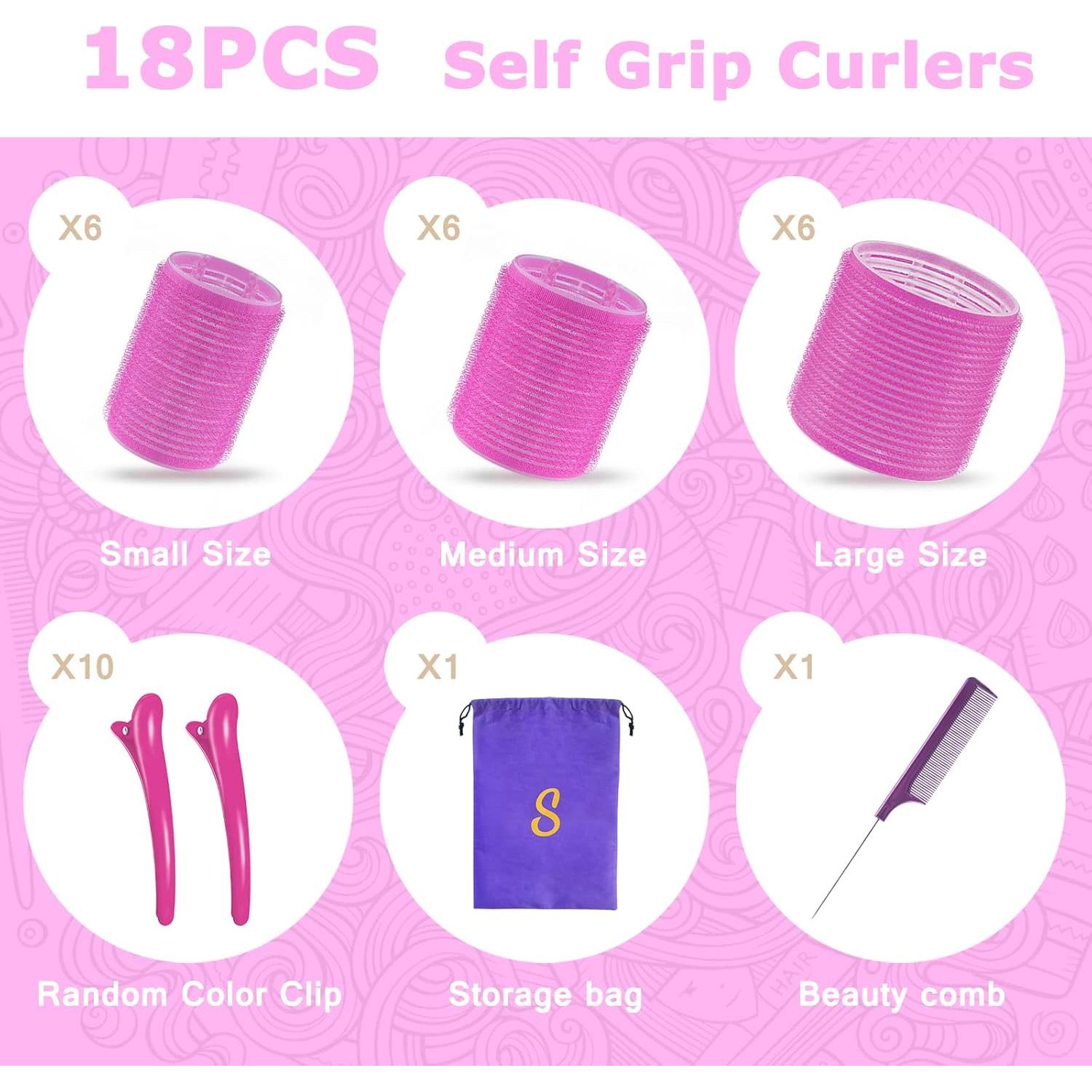 Juego de Rodillos para Cabello Sungenol 18 Piezas Rosa