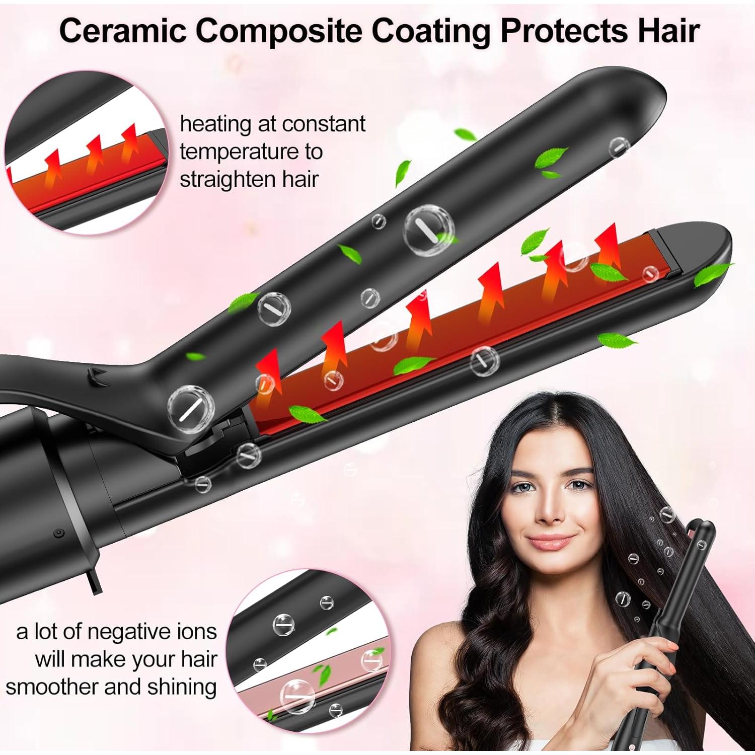 Plancha y Rizador 6 en 1 Seipikol Oro Rosa, Cerámica, 177-210°C