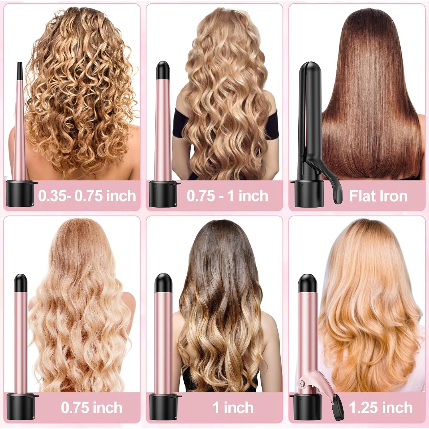 Plancha y Rizador 6 en 1 Seipikol Oro Rosa, Cerámica, 177-210°C