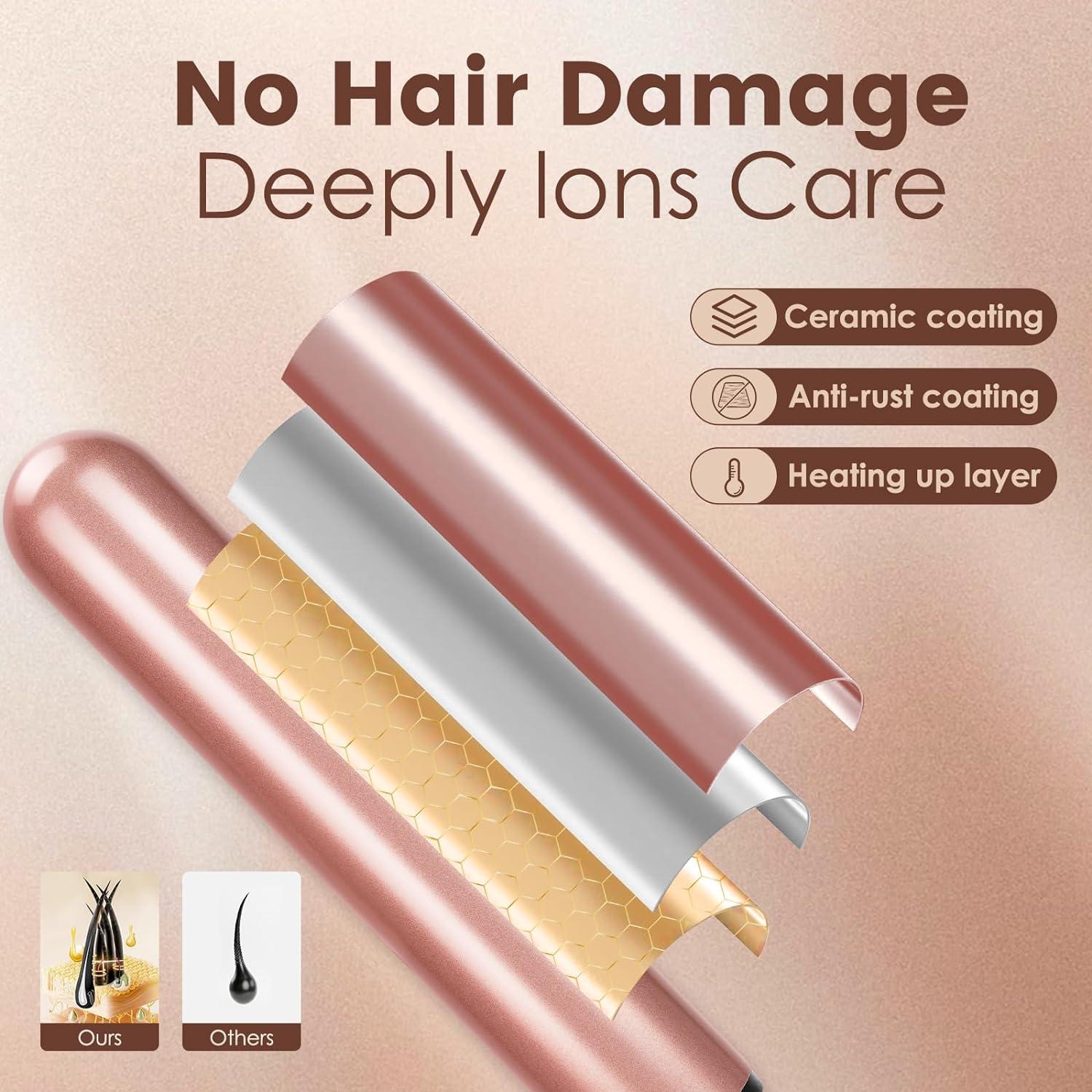 Conjunto Rizador 5 en 1 Bo'laiya Oro Rosa con Pantalla