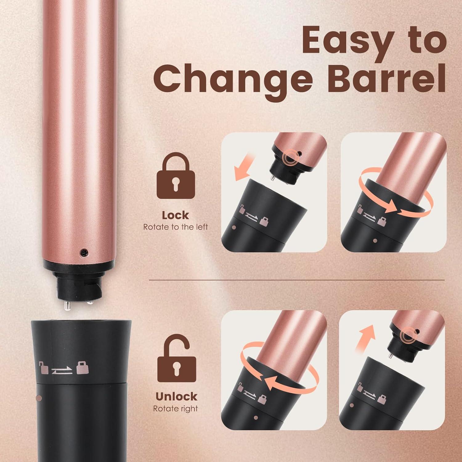 Conjunto Rizador 5 en 1 Bo'laiya Oro Rosa con Pantalla