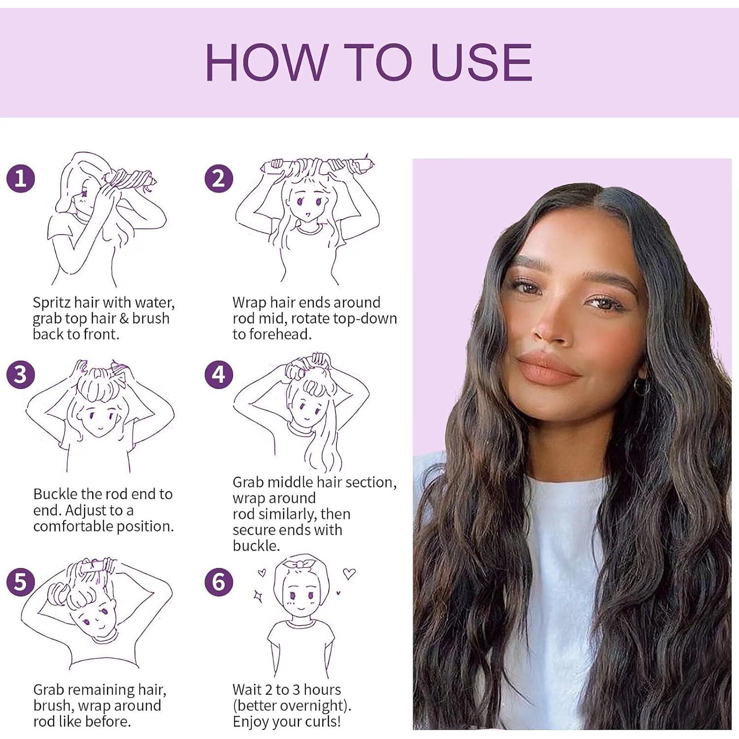 Rizadores de Cabello Sin Calor Posicurly - 4 Piezas Terciopelo