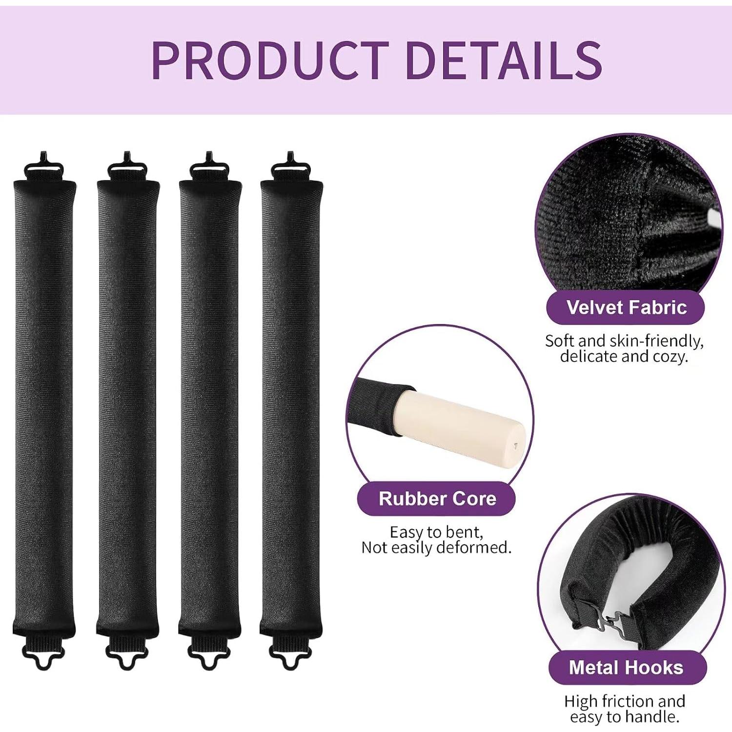 Rizadores de Cabello Sin Calor Posicurly - 4 Piezas Terciopelo