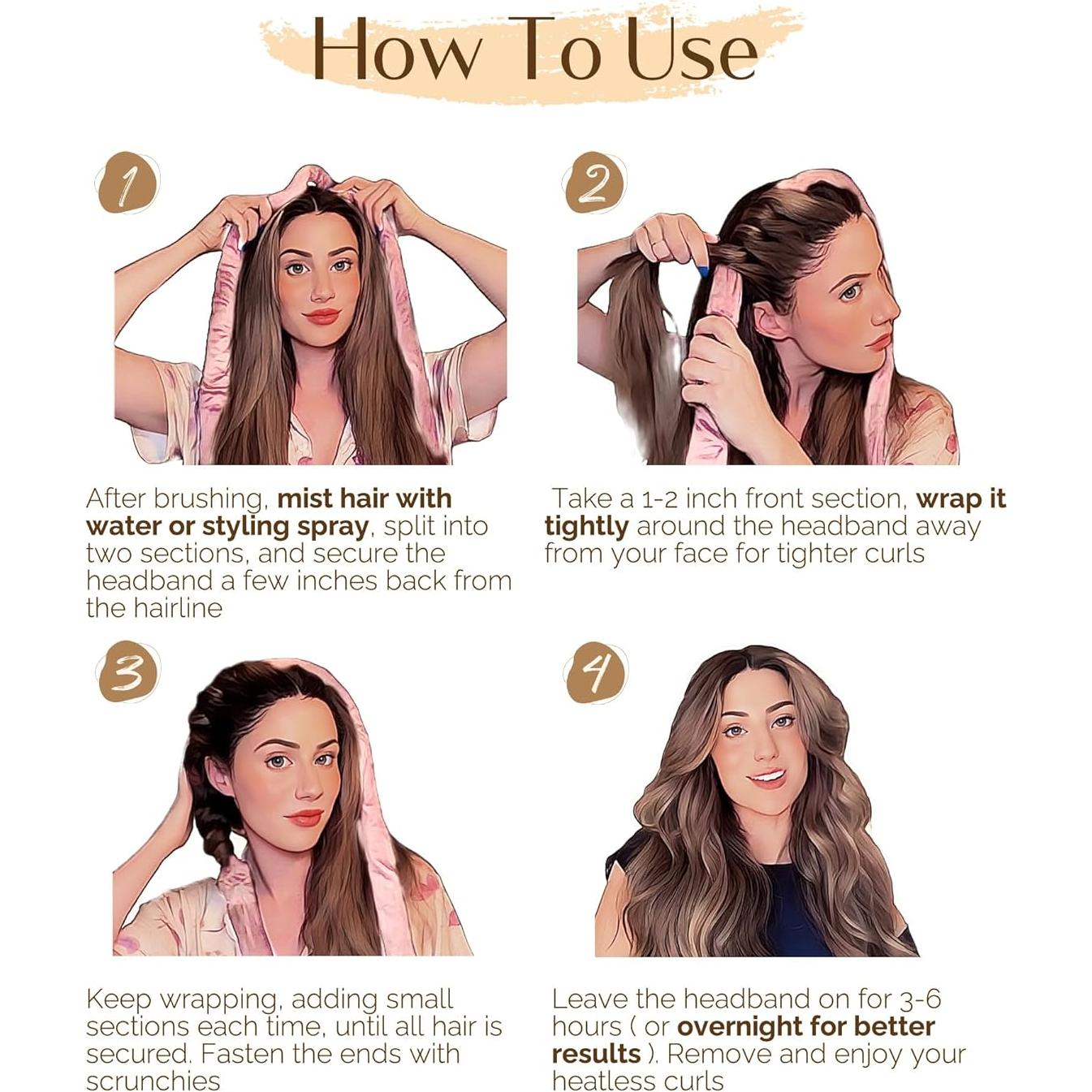 Rizador de Cabello Sin Calor Yanibest Rosa 25.4x12.7cm