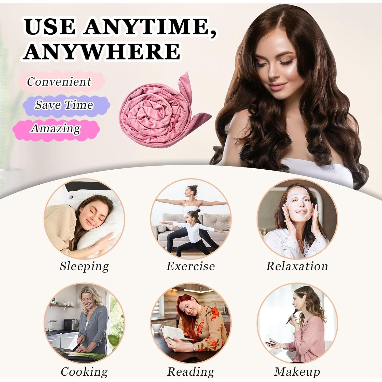 Diadema Rizadora Sin Calor Gwabee 70" Rosa con Cofia