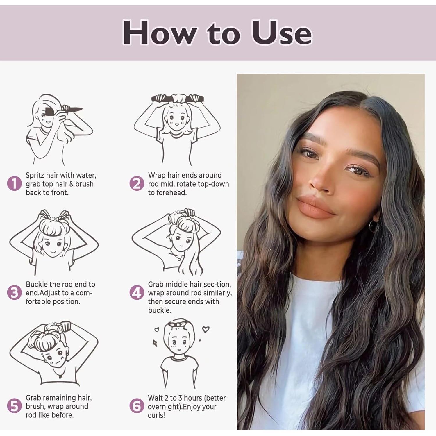 Rizadores de cabello sin calor Posicurly - 6 piezas con gancho