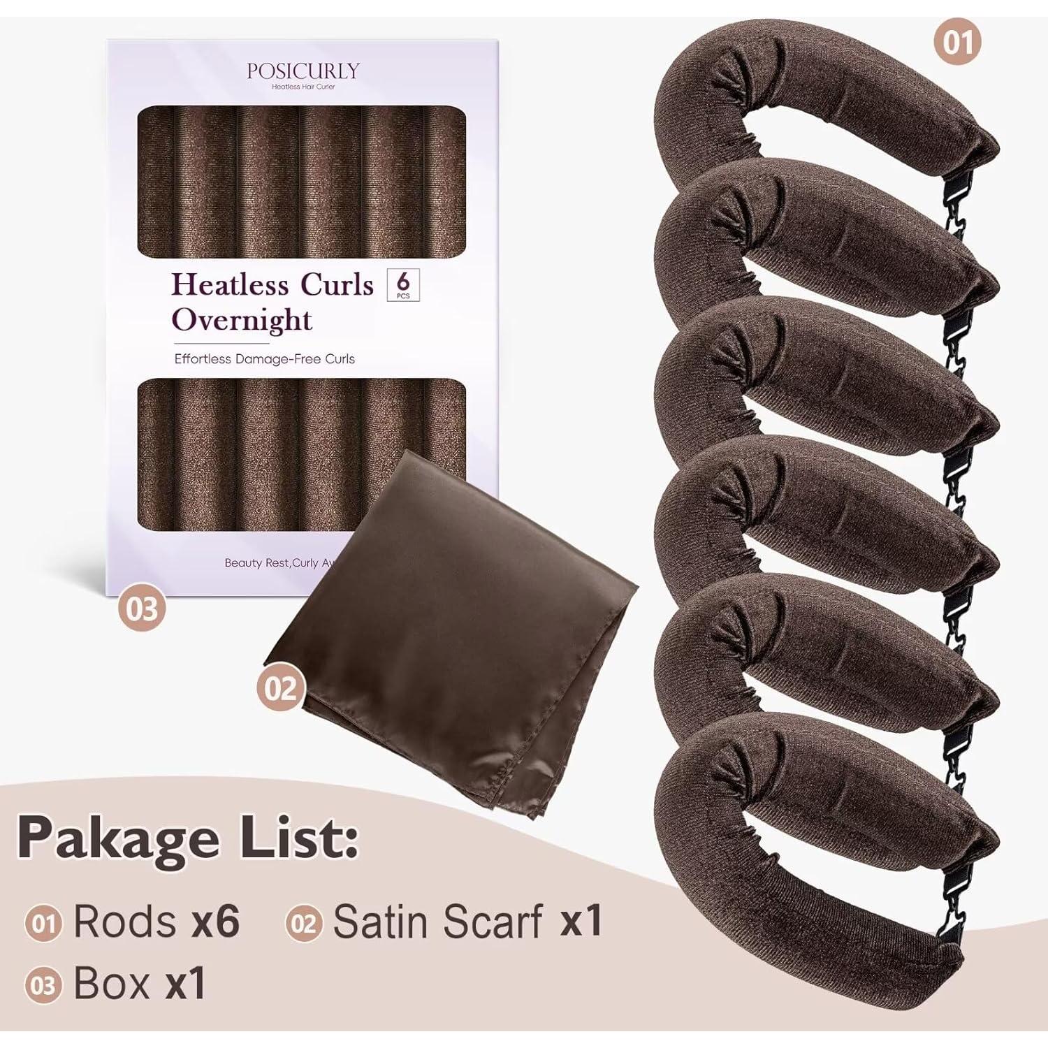 Rizadores de cabello sin calor Posicurly - 6 piezas con gancho