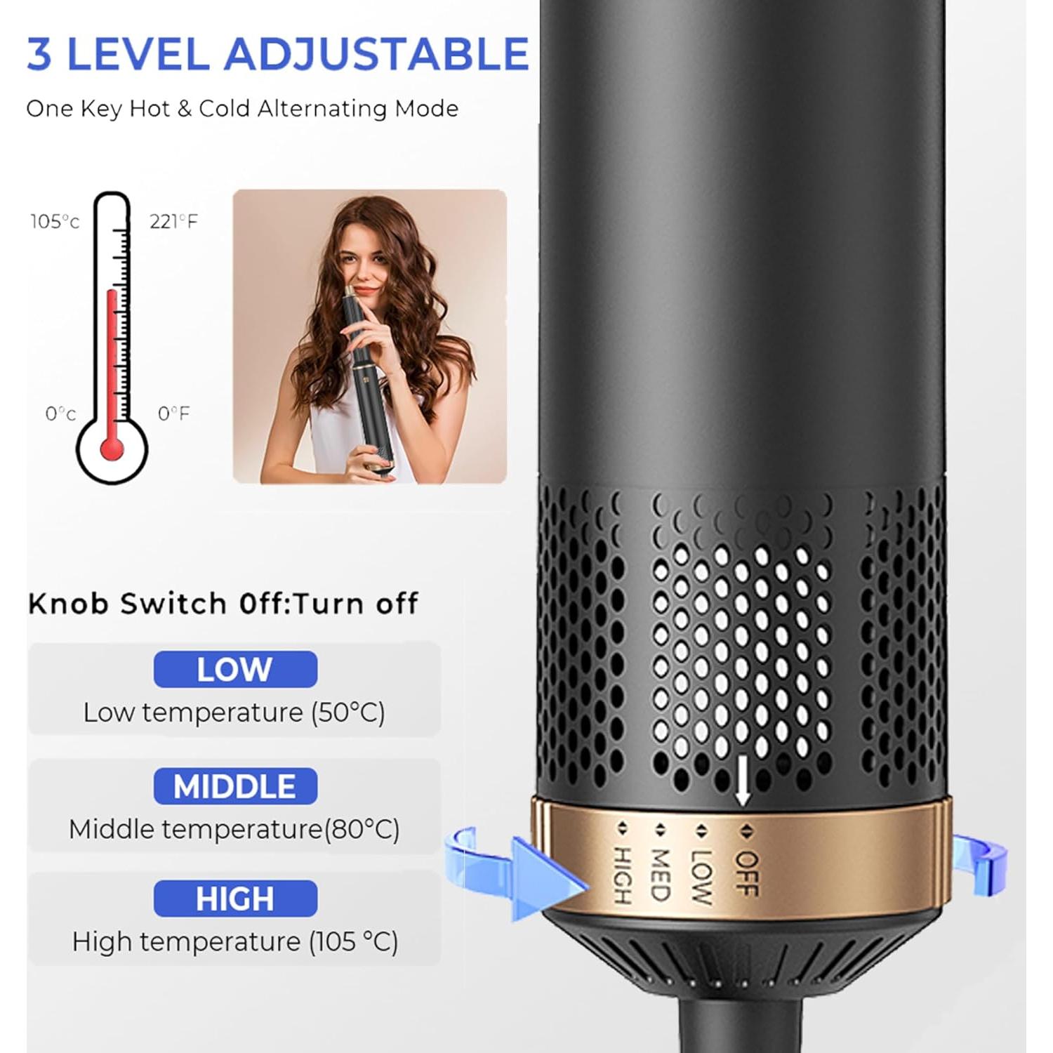 Cepillo Secador 5 en 1 Trylater, Negro Dorado, 0.99 kg