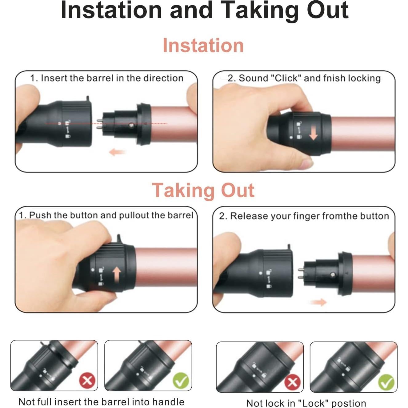 Juego de Varitas de Rizado JAETON 3 en 1 Cerámica 0.89-3.18 cm