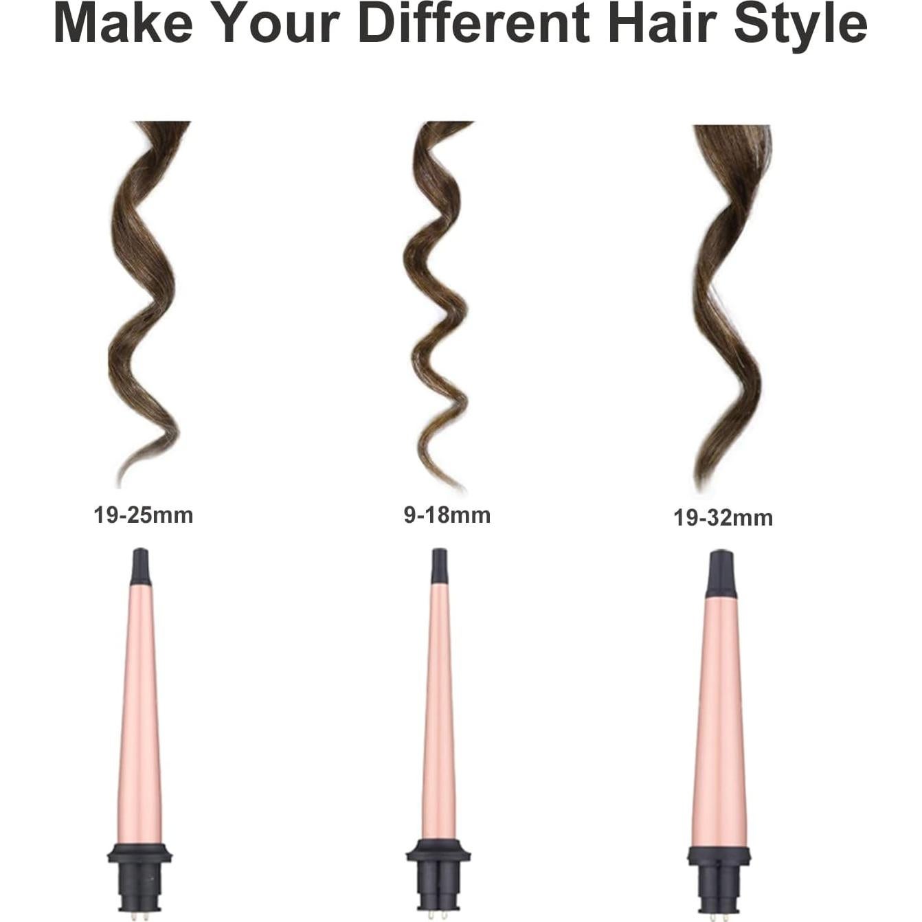 Juego de Varitas de Rizado JAETON 3 en 1 Cerámica 0.89-3.18 cm