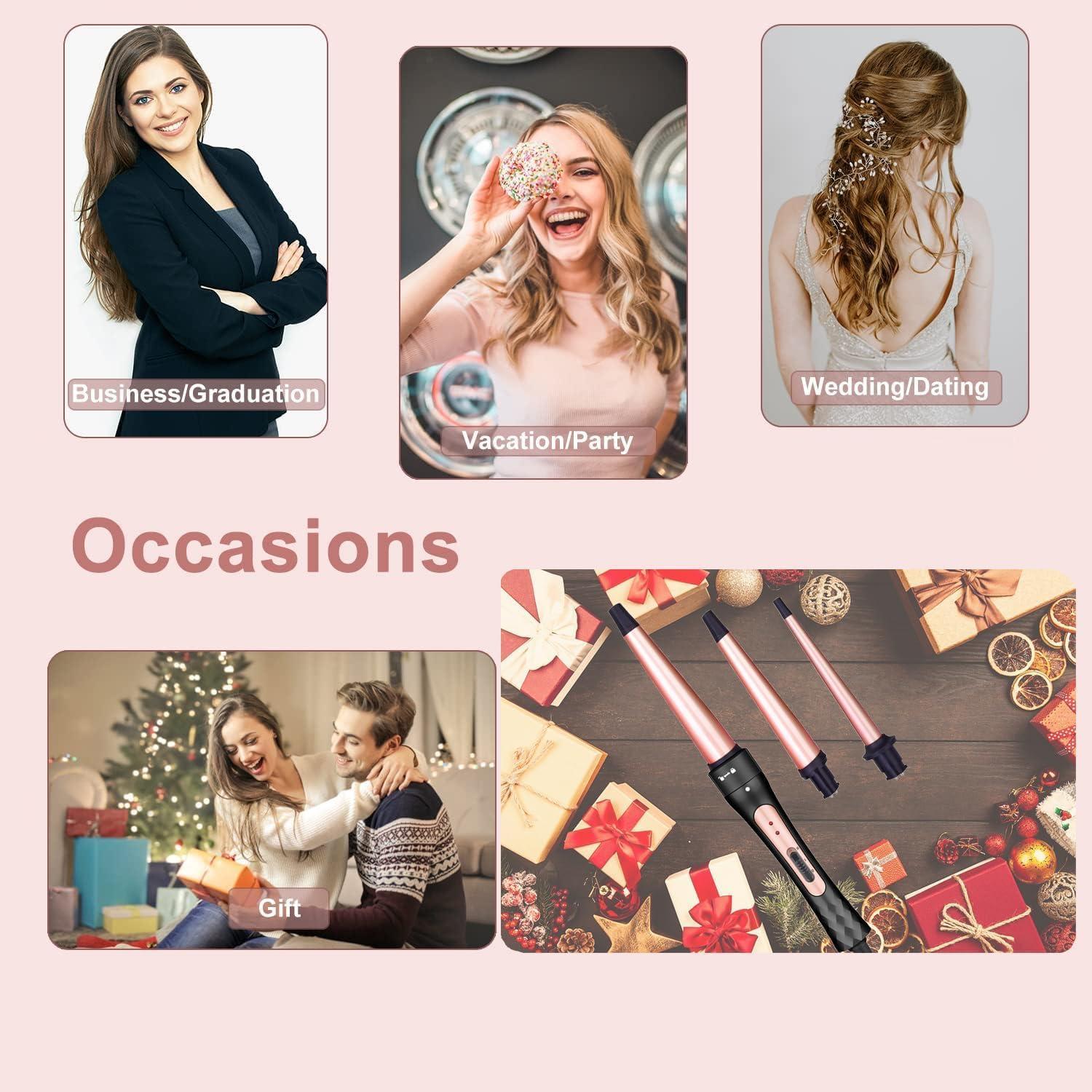 Juego de Varitas de Rizado JAETON 3 en 1 Cerámica 0.89-3.18 cm