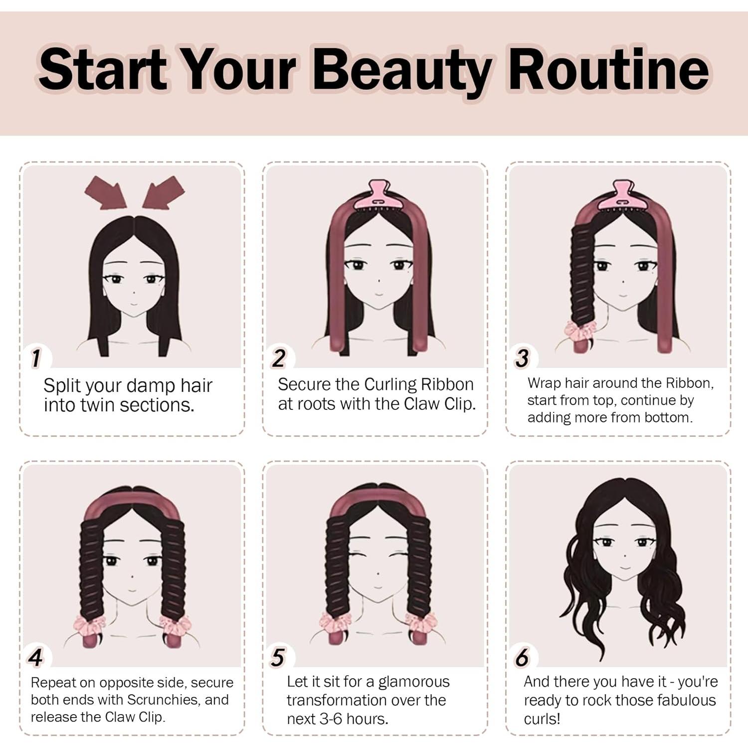 Rizador de Cabello Sin Calor Seritant Rosa - Juego Completo para Dormir