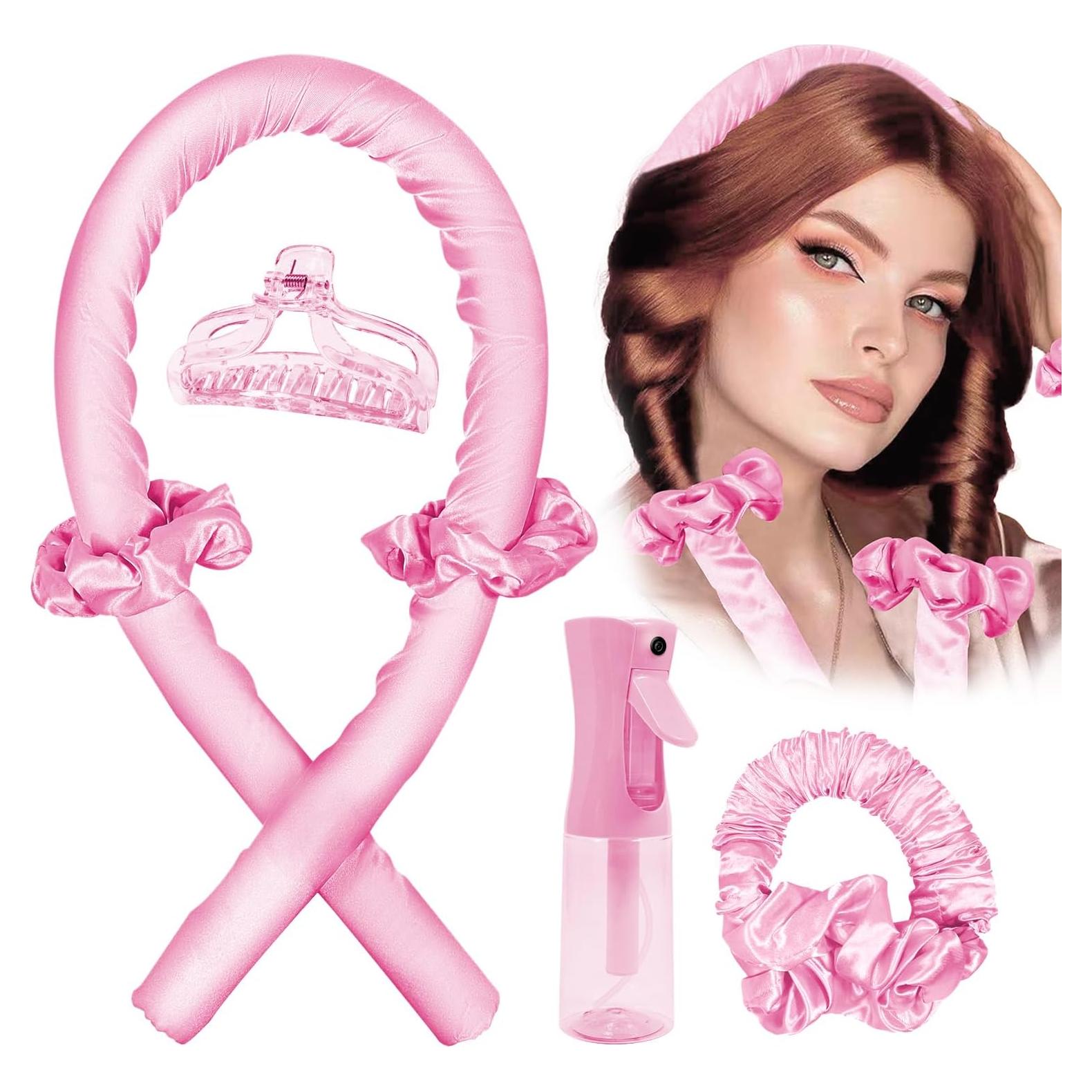 Juego de Rizador de Cabello Sin Calor Mis Cosas Novedosas Rosa 6 Piezas