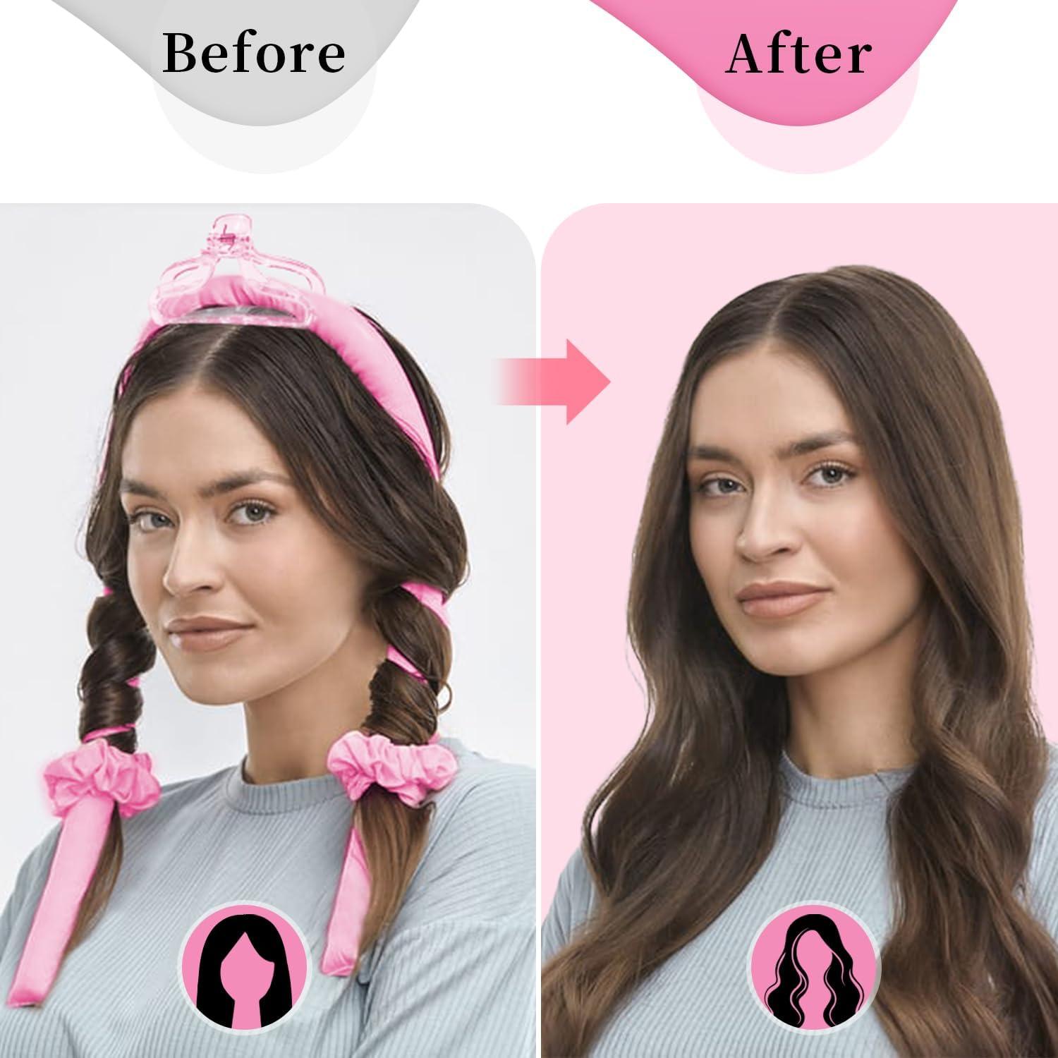 Juego de Rizador de Cabello Sin Calor Mis Cosas Novedosas Rosa 6 Piezas