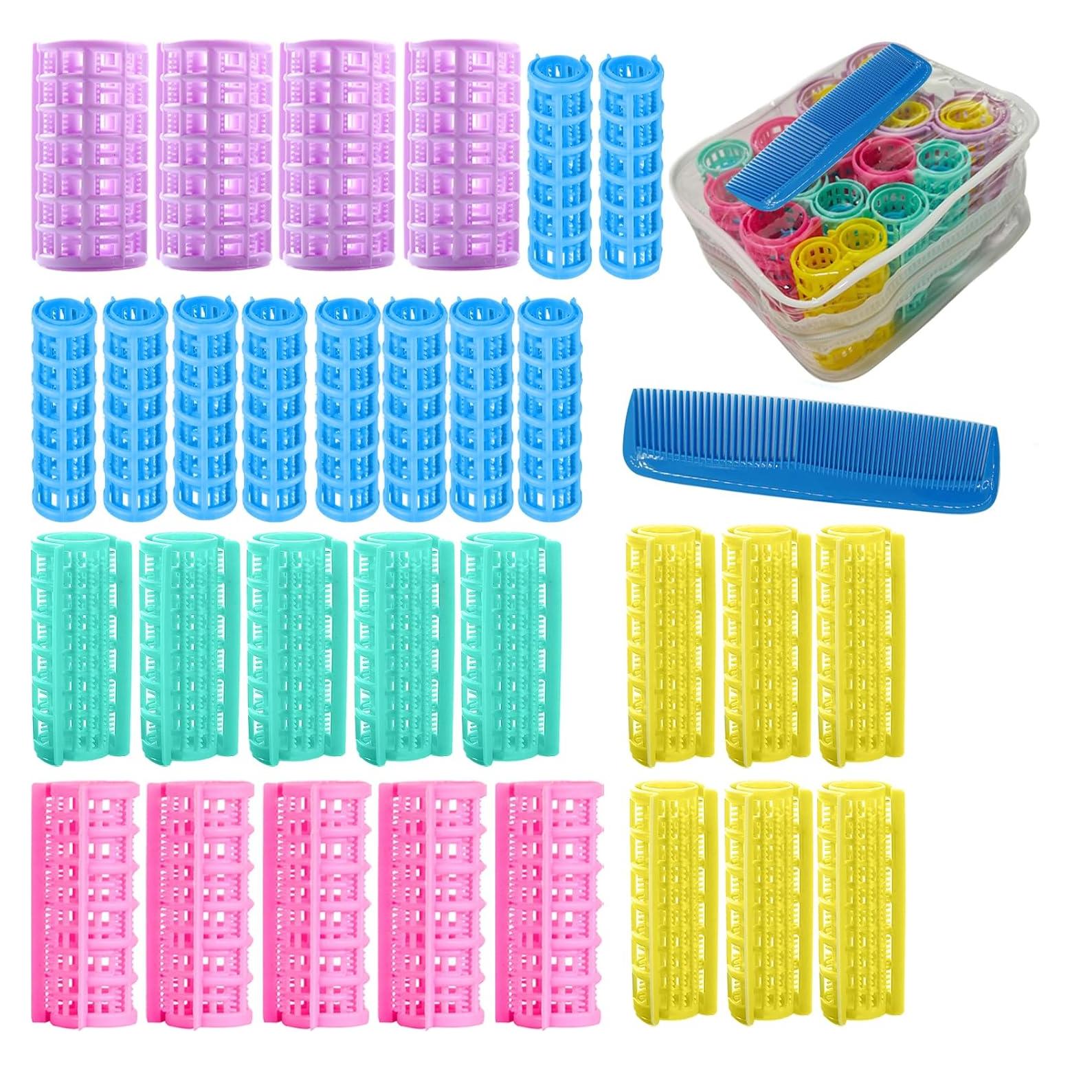 Juego de 30 Rulos de Plástico ZMD para Peinados sin Calor