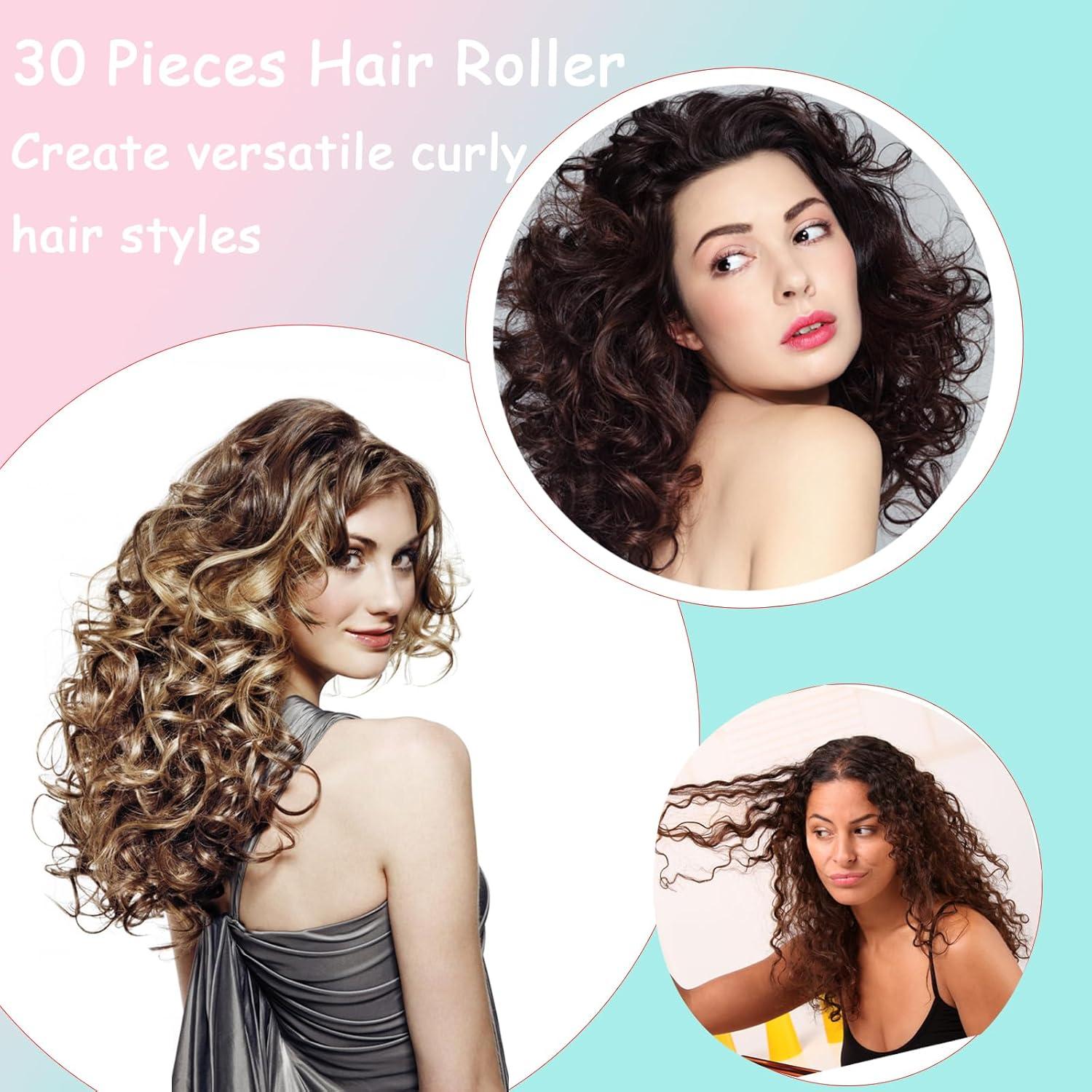 Juego de 30 Rulos de Plástico ZMD para Peinados sin Calor
