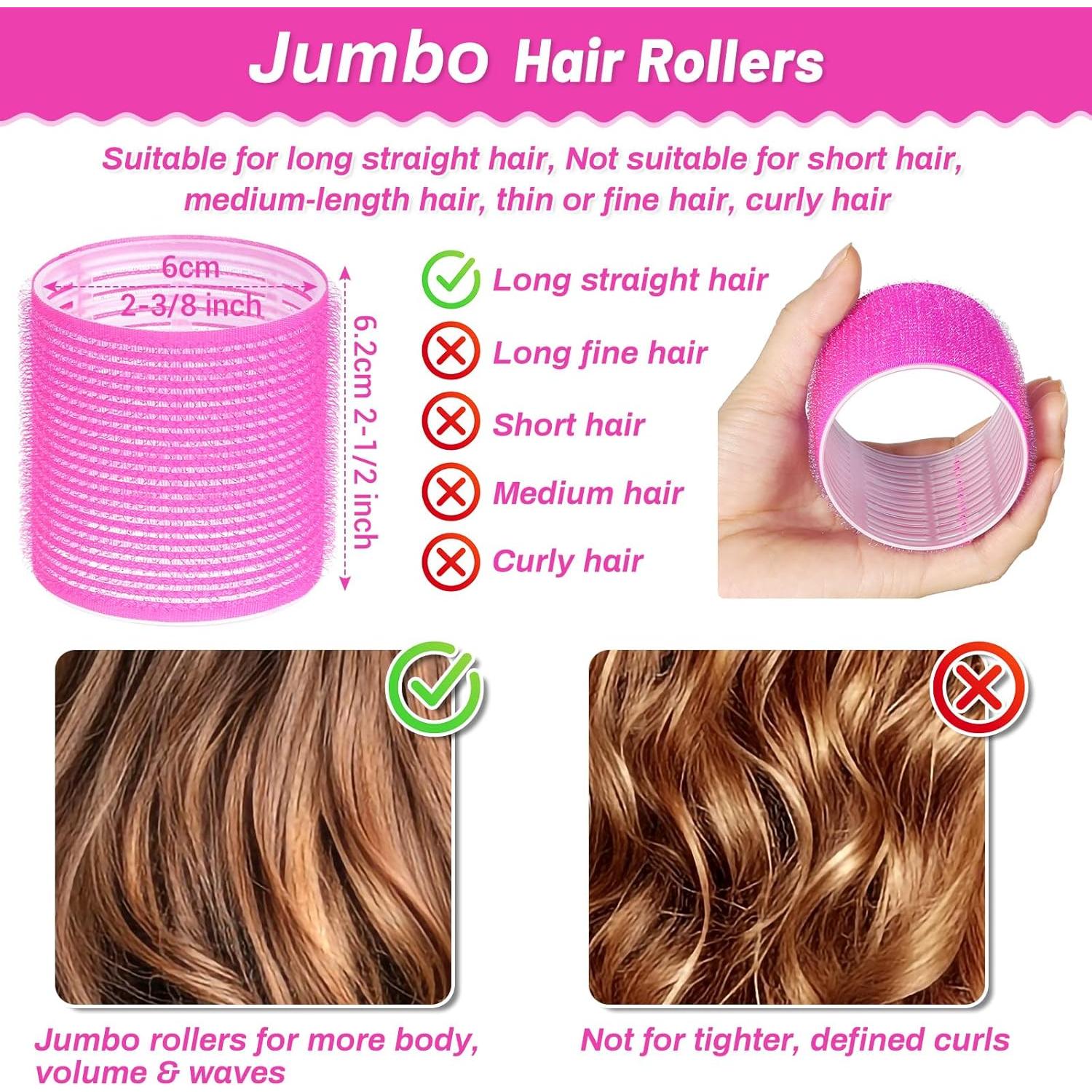 Rizadores de Cabello Jumbo Acejoz 60mm 12 Piezas con Clips