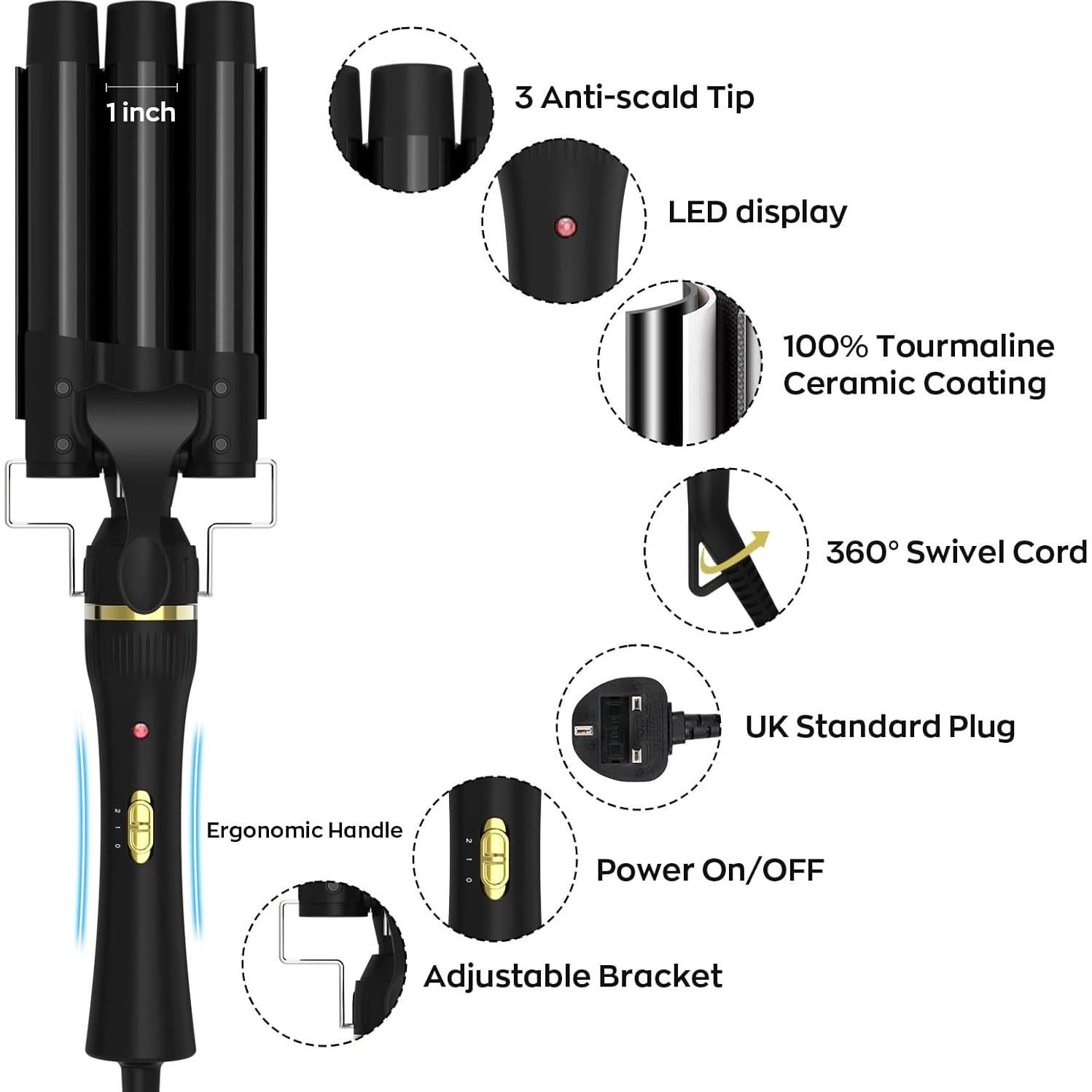 Rizador 5 en 1 Janelove con 4 Barriles Intercambiables