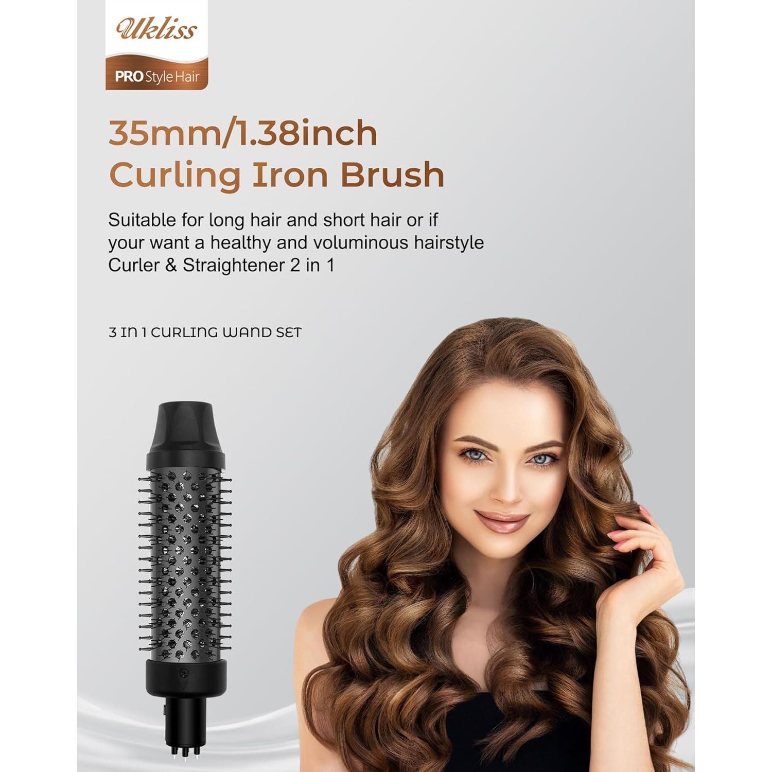 Juego de Plancha de Cabello 3 en 1 Ukliss - Varita y Cepillo Térmico