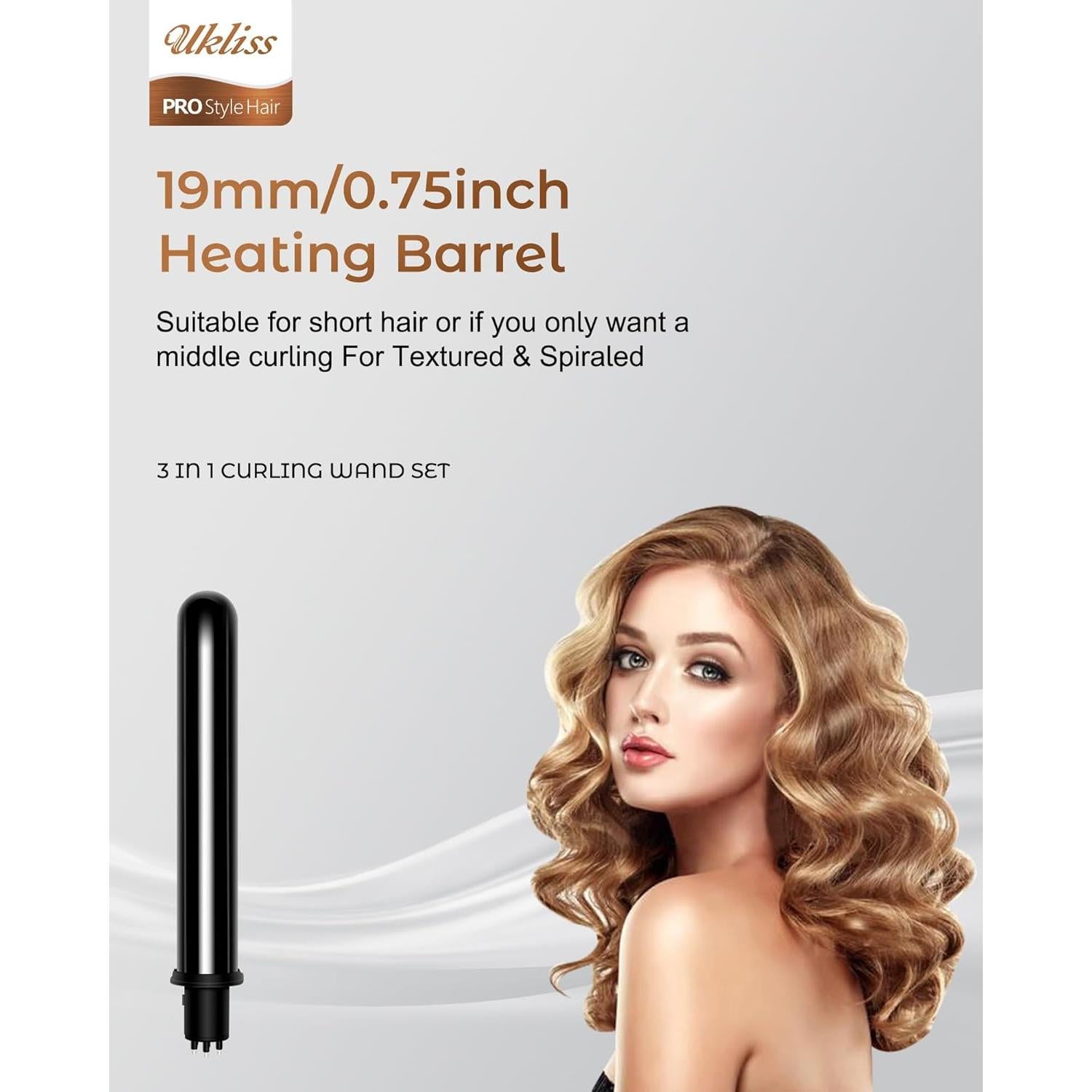 Juego de Plancha de Cabello 3 en 1 Ukliss - Varita y Cepillo Térmico