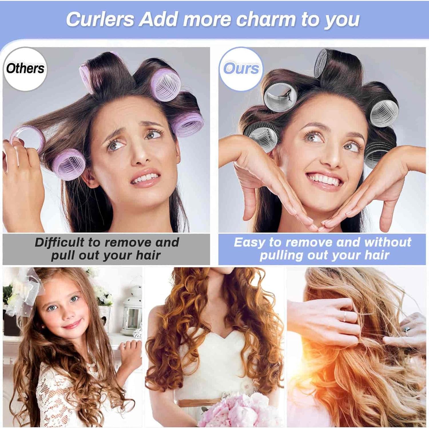 Set de Rulos para Cabello Selizo 28 Piezas - 4 Tamaños y Clips