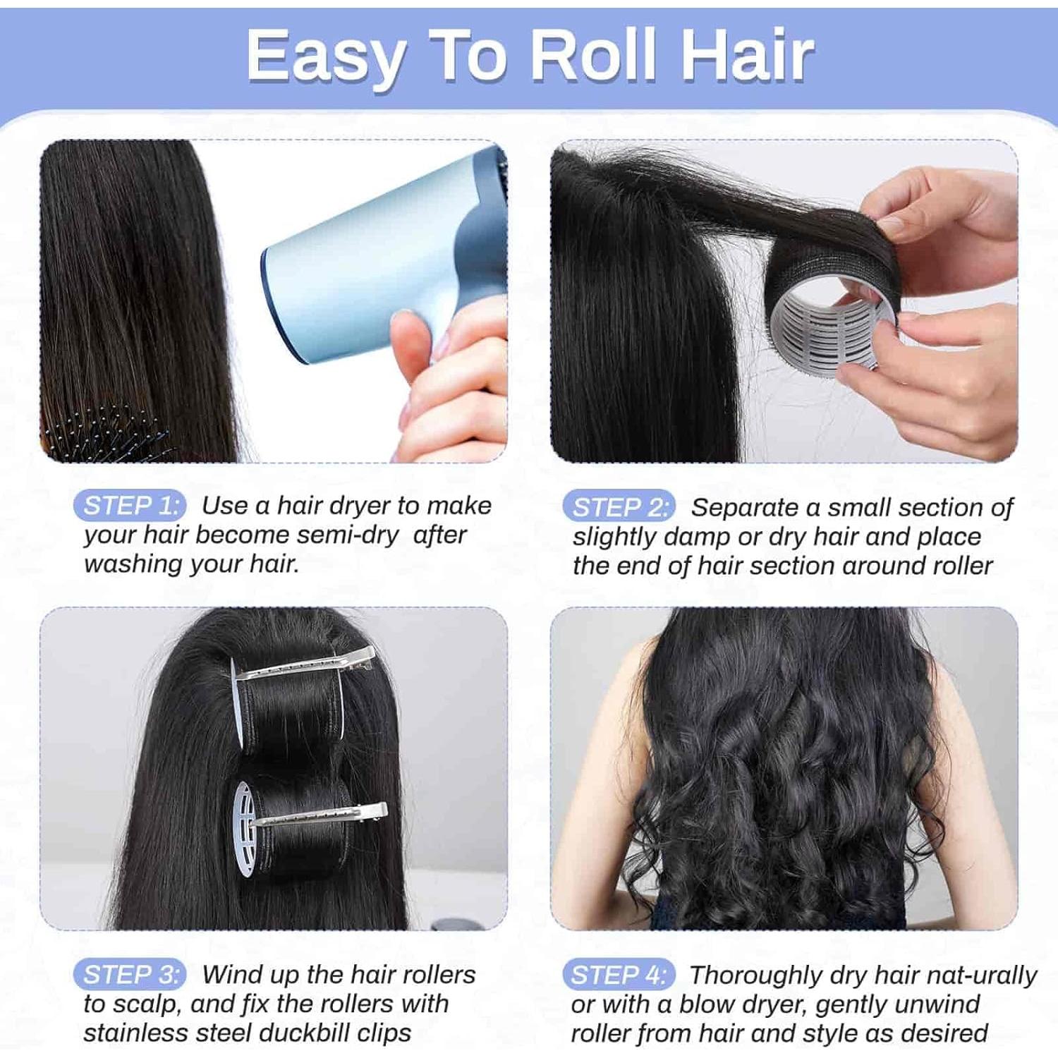 Set de Rulos para Cabello Selizo 28 Piezas - 4 Tamaños y Clips