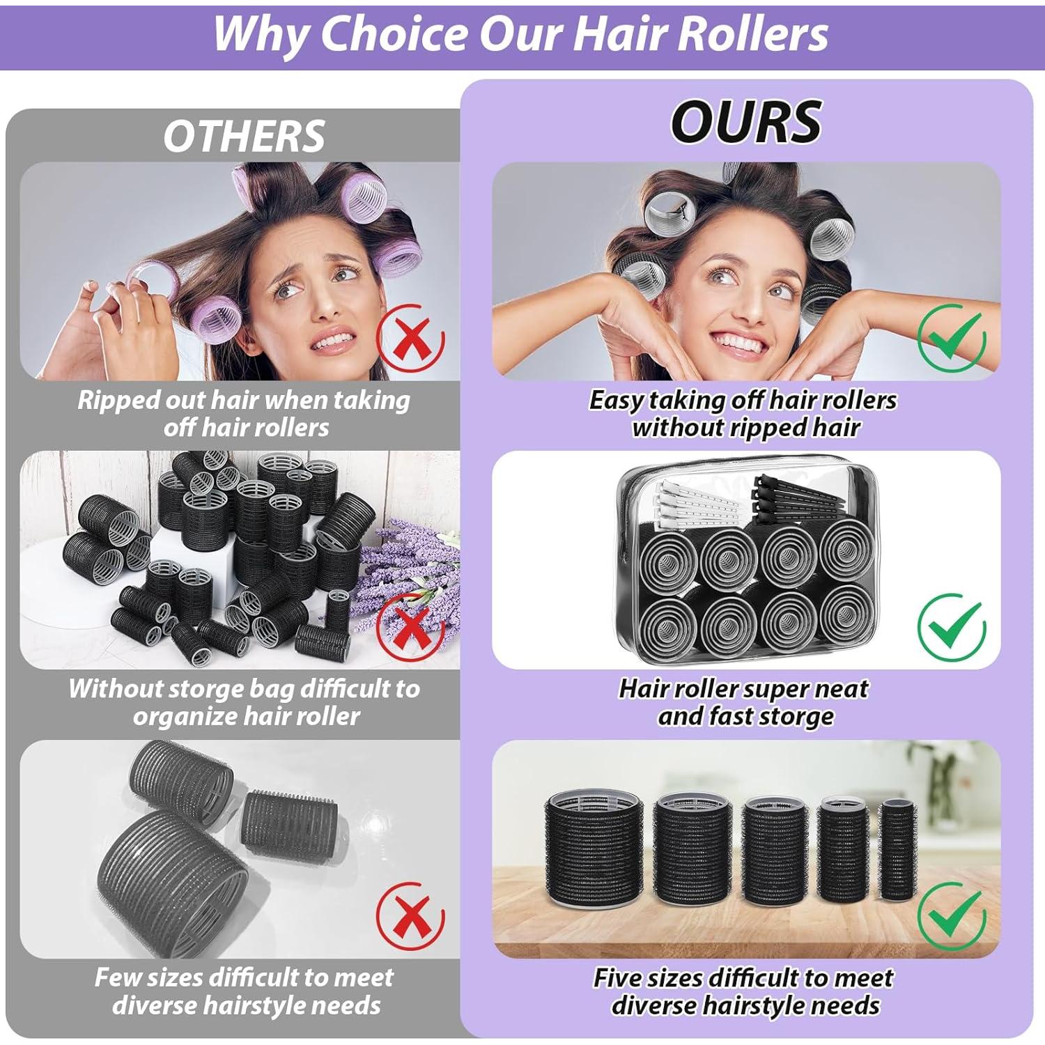 Set de 65 Rulos Autoadhesivos Qinzave para Cabello - 5 Tamaños