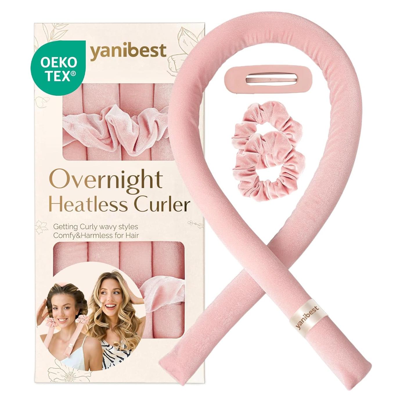 Rizador de Cabello Sin Calor Yanibest Rosa - Diadema Nocturna