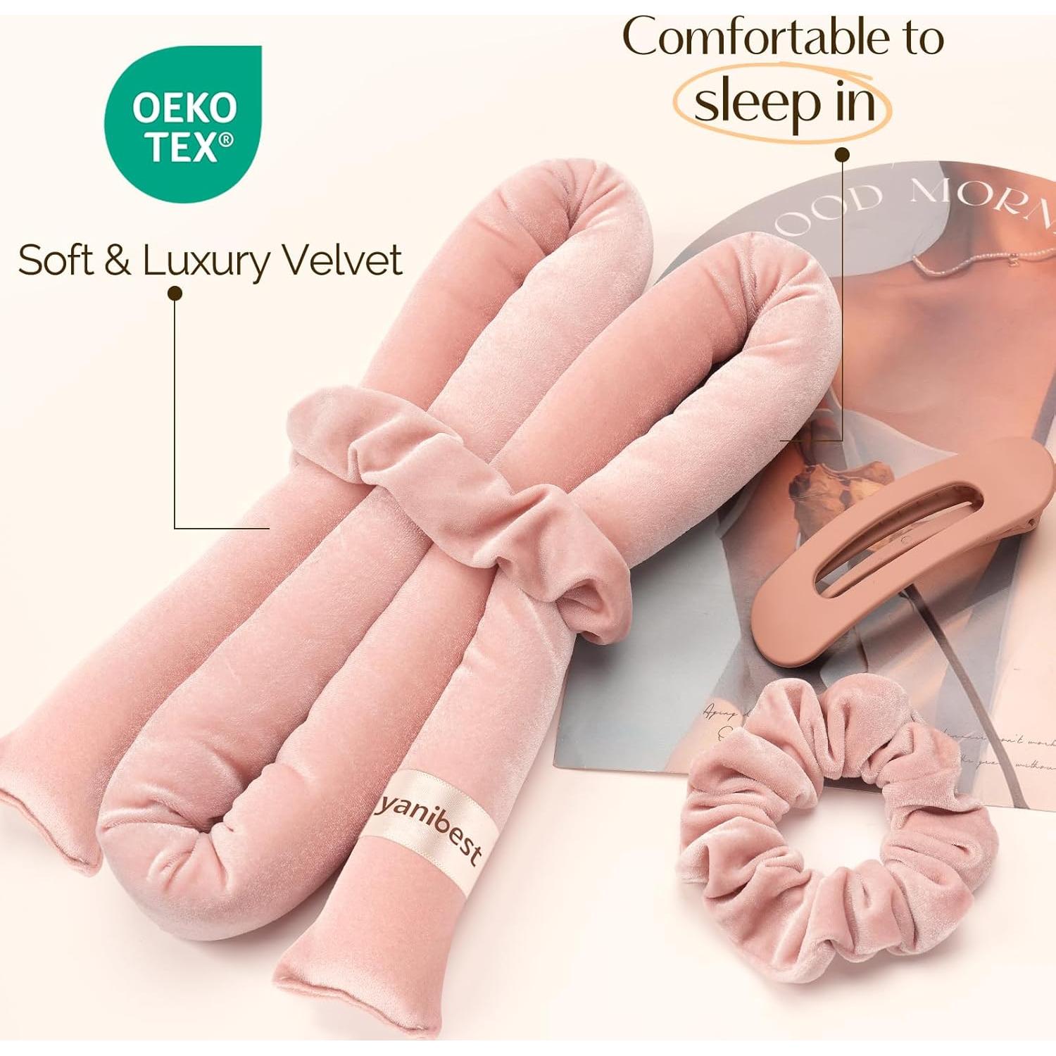 Rizador de Cabello Sin Calor Yanibest Rosa - Diadema Nocturna