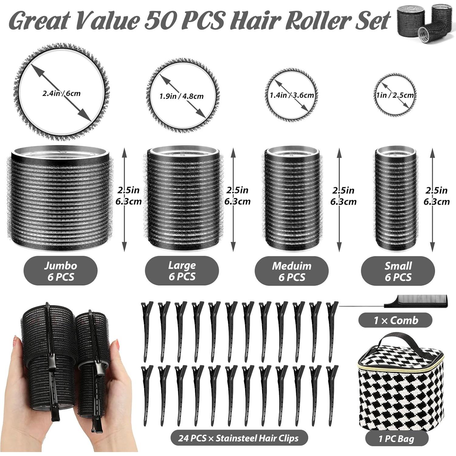 Juego de 50 Rulos Autoadhesivos Tidponra para Cabello Voluminoso