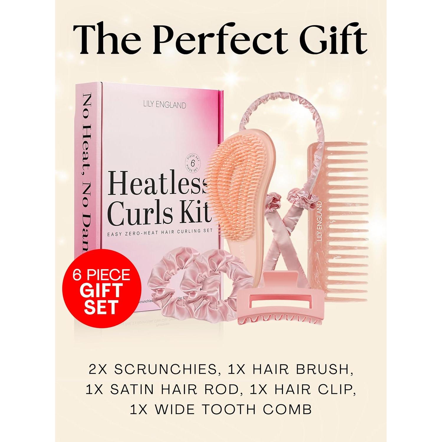 Rizadores de Cabello Sin Calor Lily England - Set 6 Piezas Durazno