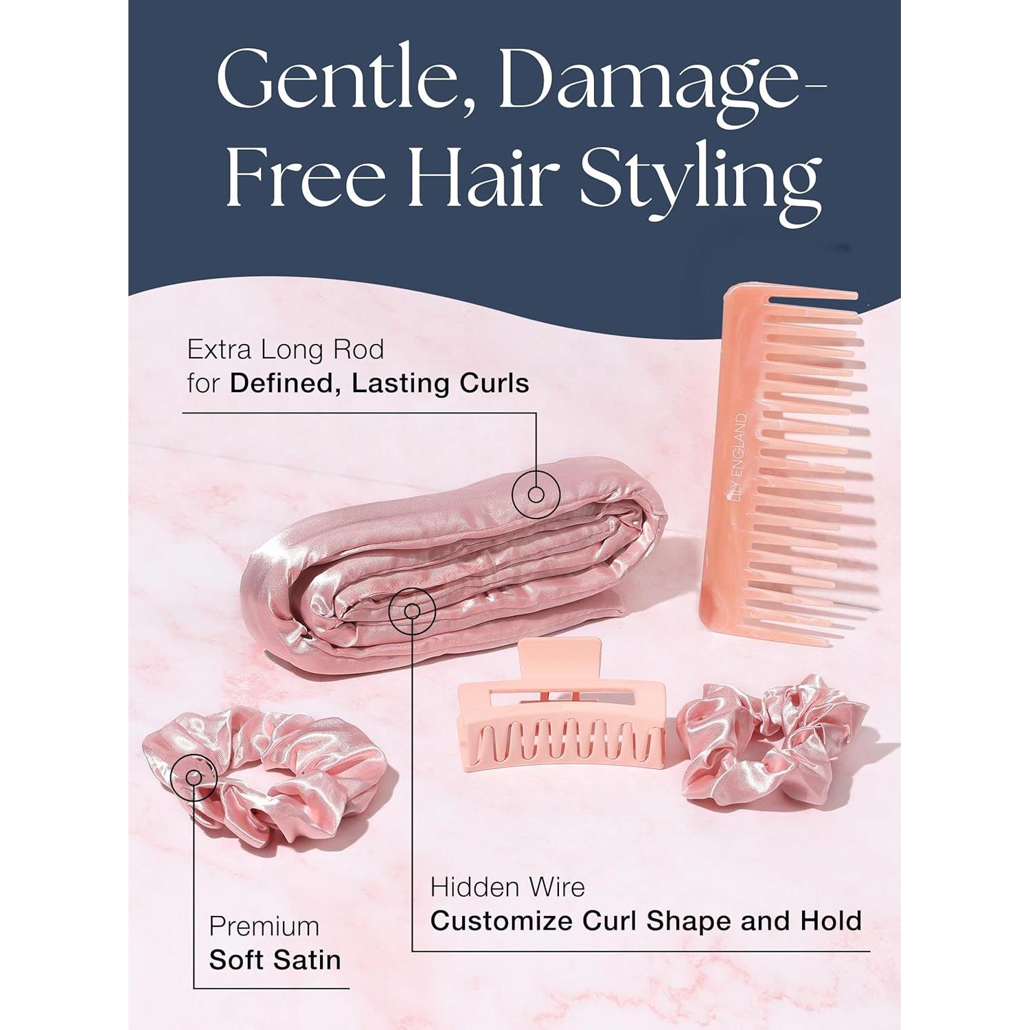 Rizadores de Cabello Sin Calor Lily England - Set 6 Piezas Durazno