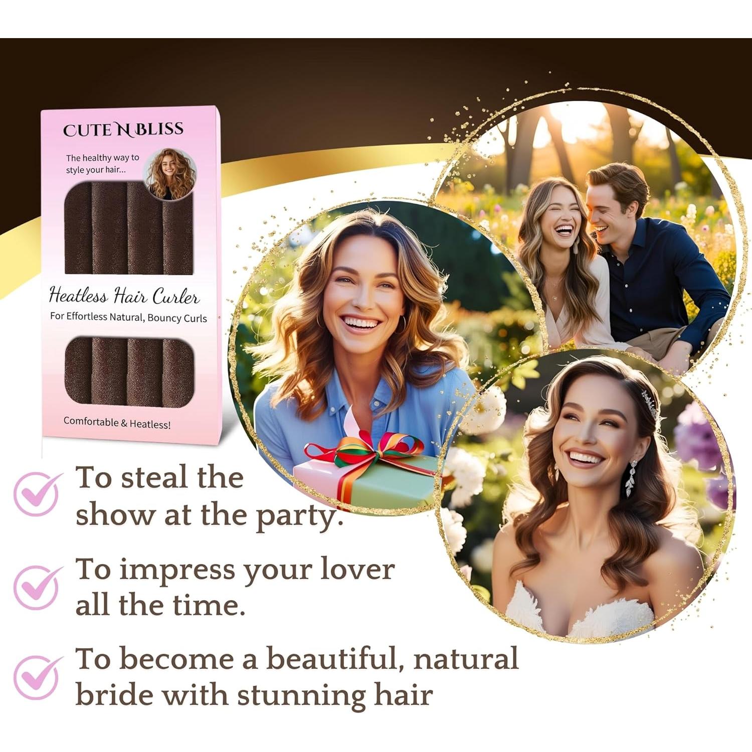 Rizadores de Cabello Sin Calor CUTE N BLISS - Juego 4 Piezas