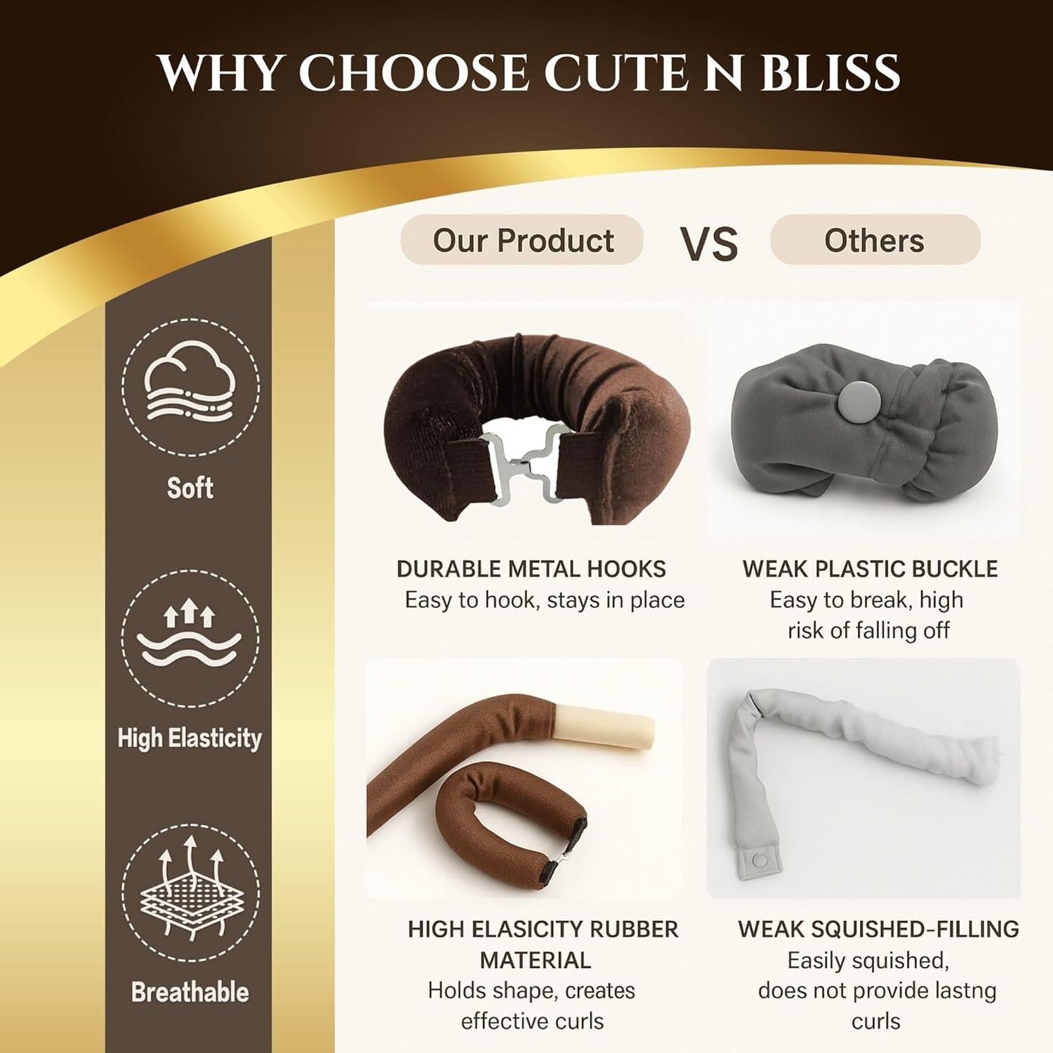 Rizadores de Cabello Sin Calor CUTE N BLISS - Juego 4 Piezas