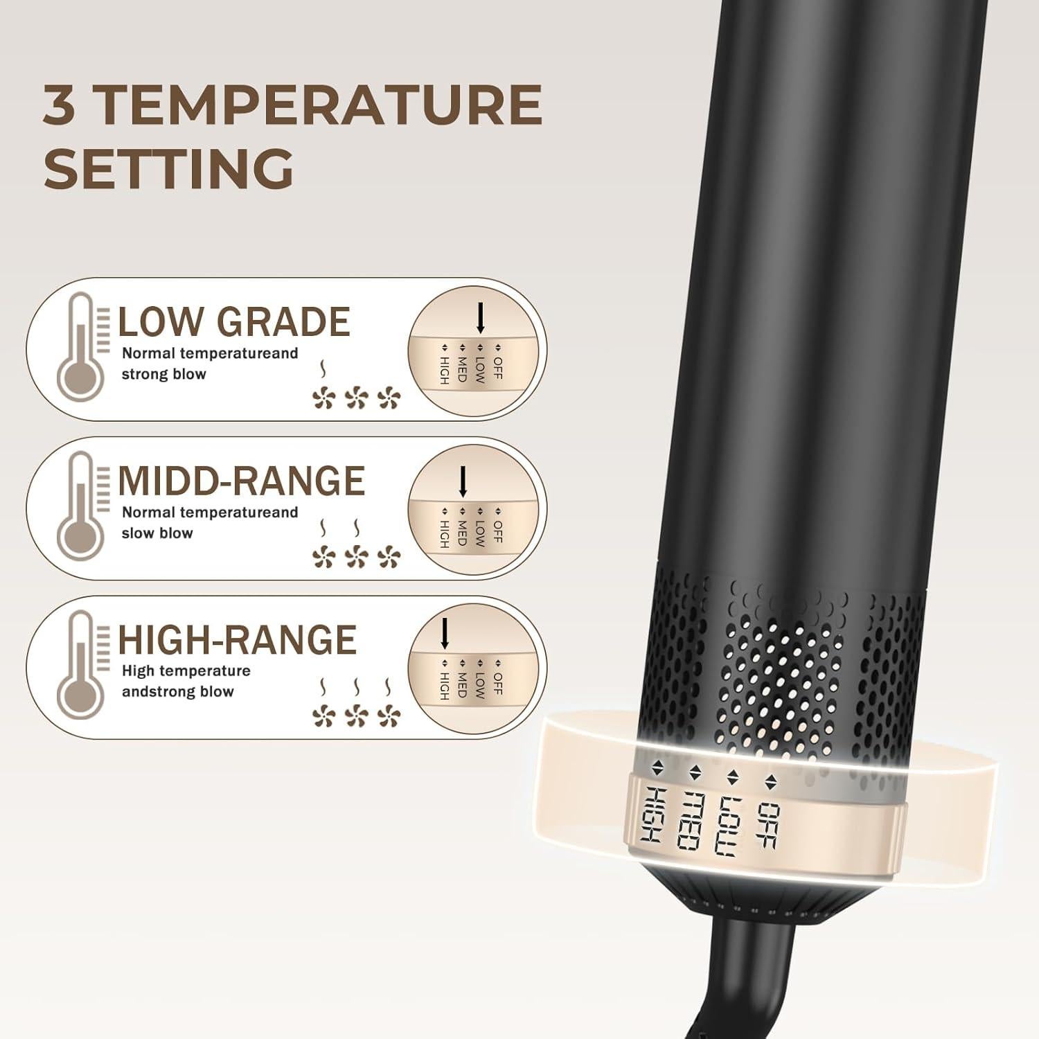 Cepillo Secador 5 en 1 Yitrust Negro Dorado - Alisado y Rizado